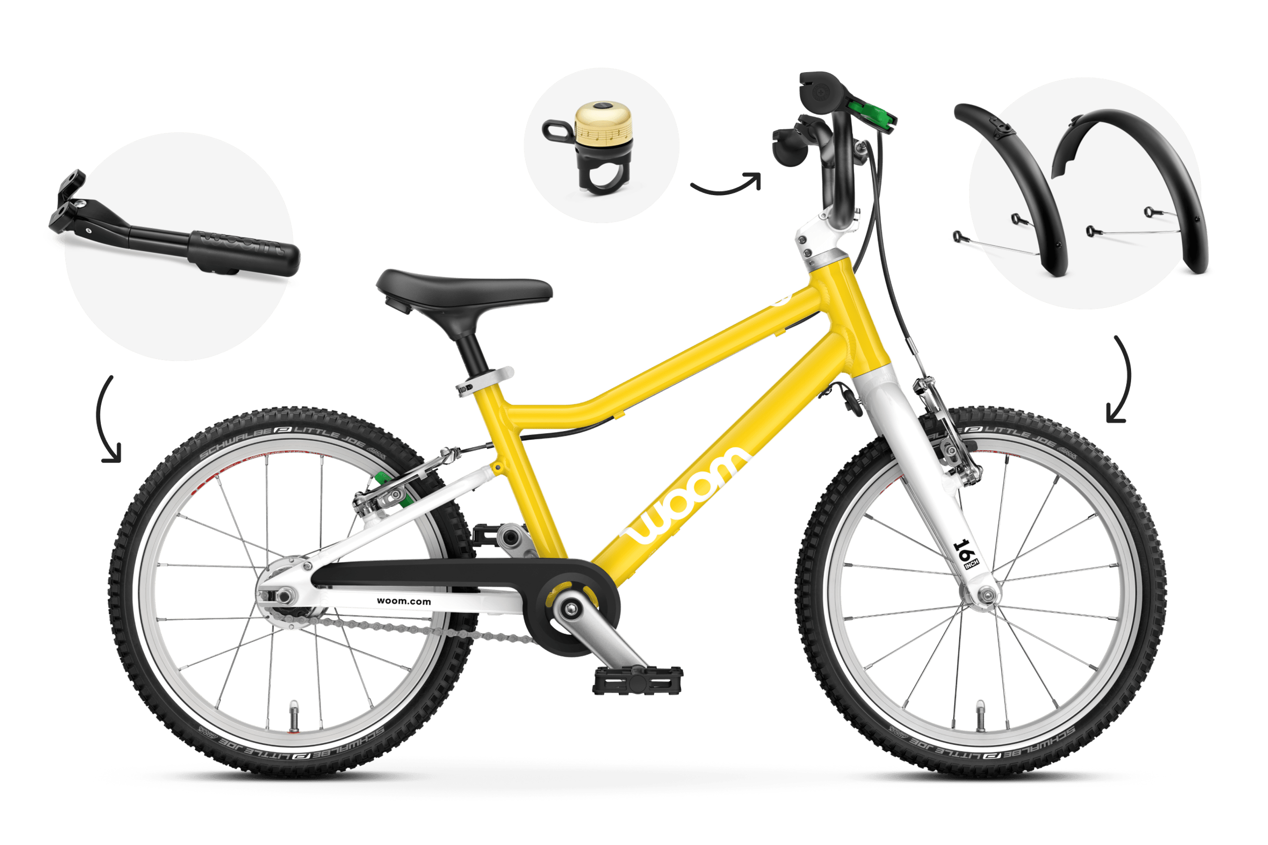 Seitenansicht des woom GO 3 AUTOMAGIC Kinderfahrrads für Kinder ab vier Jahren