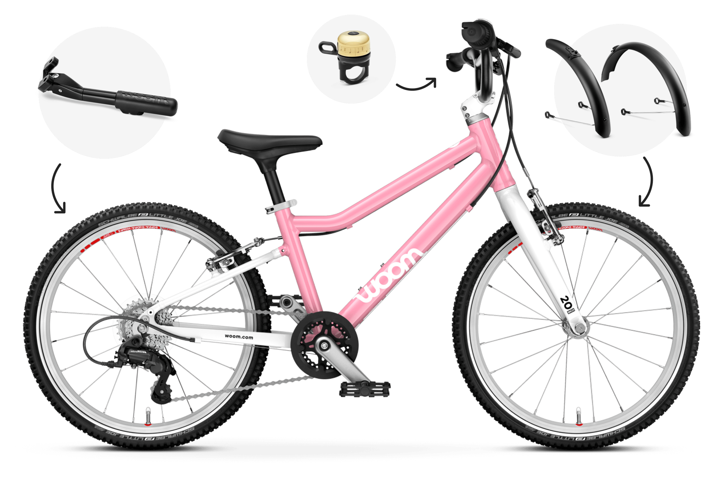 Vue latérale du vélo enfant woom GO 4 pour les enfants dès six ans