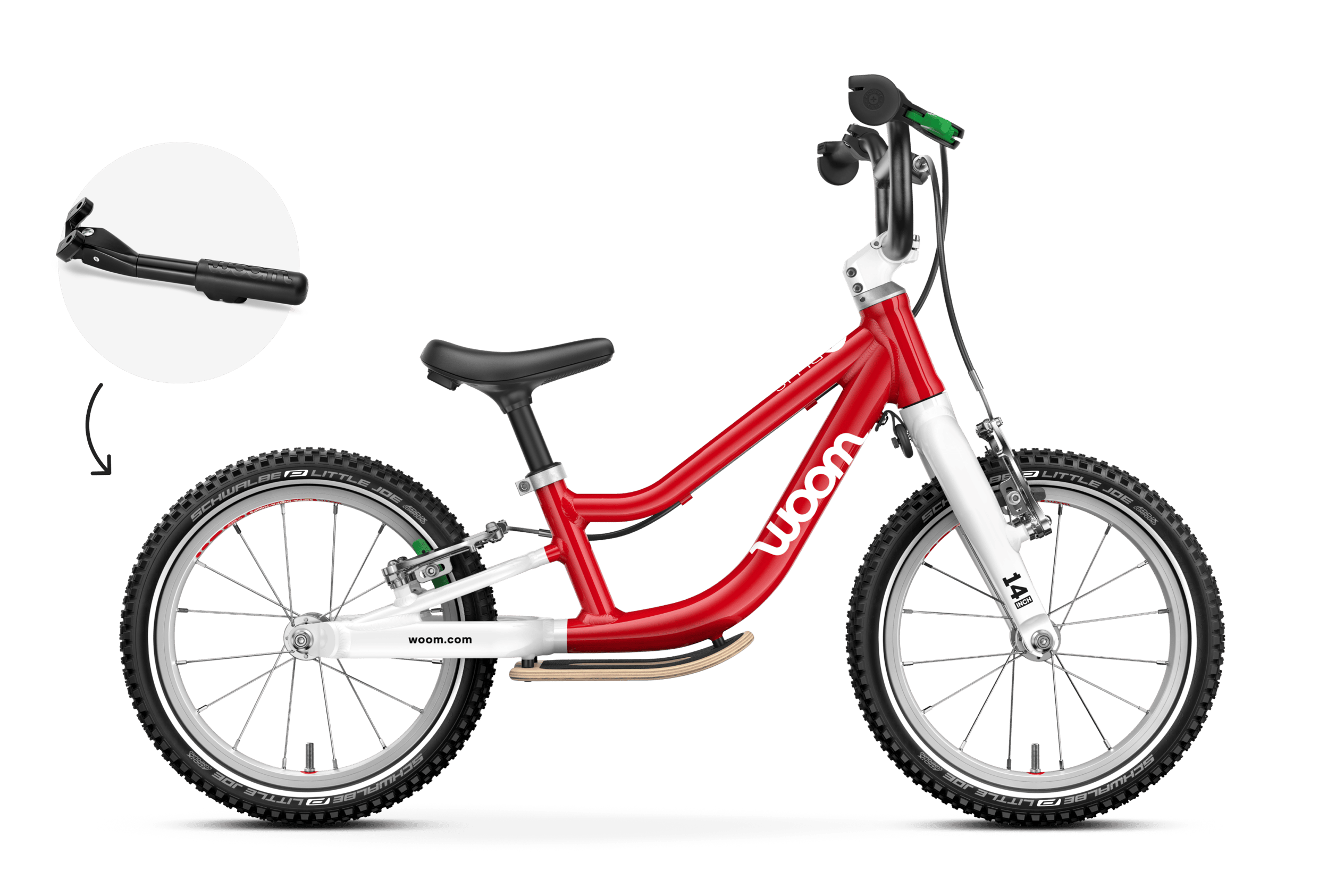 Profile view of the woom GO 1 PLUS balance bike for children aged 3 years and up