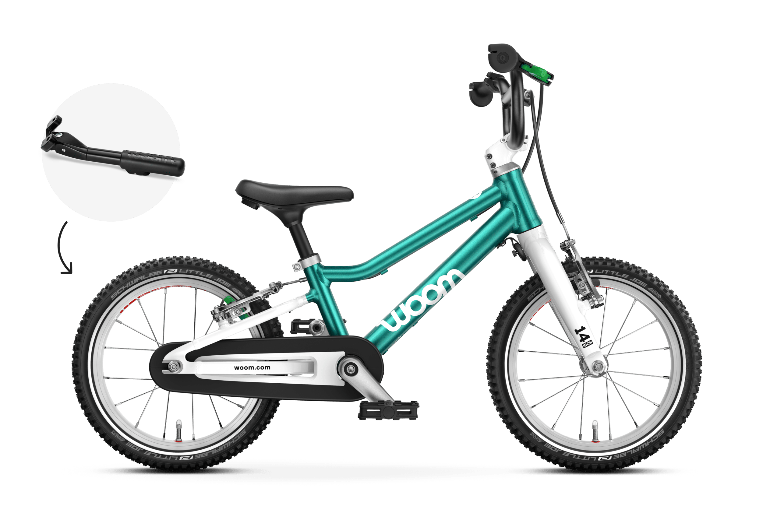 Seitenansicht des Kinderfahrrads woom GO 2 für Kinder ab drei Jahren