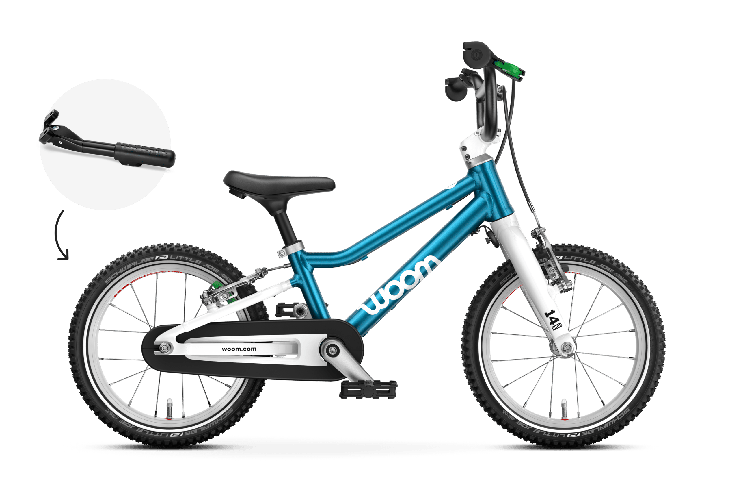 Seitenansicht des Kinderfahrrads woom GO 2 für Kinder ab drei Jahren