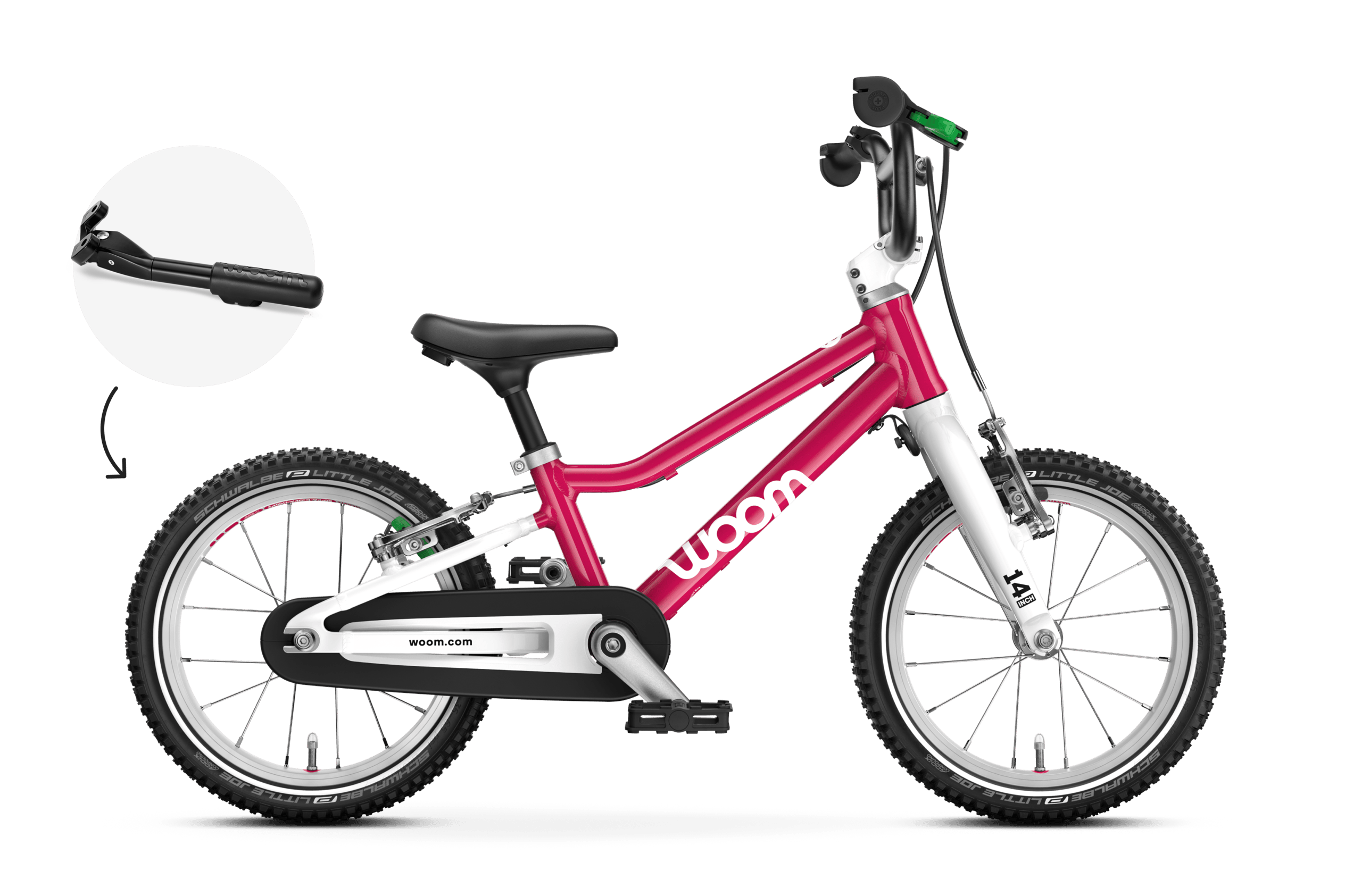 Seitenansicht des Kinderfahrrads woom GO 2 für Kinder ab drei Jahren