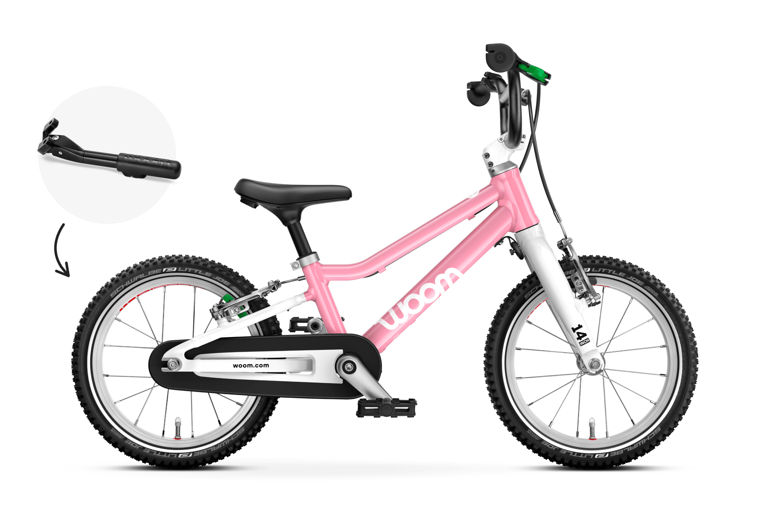 Vue latérale du vélo woom GO 2 pour les enfants dès trois ans