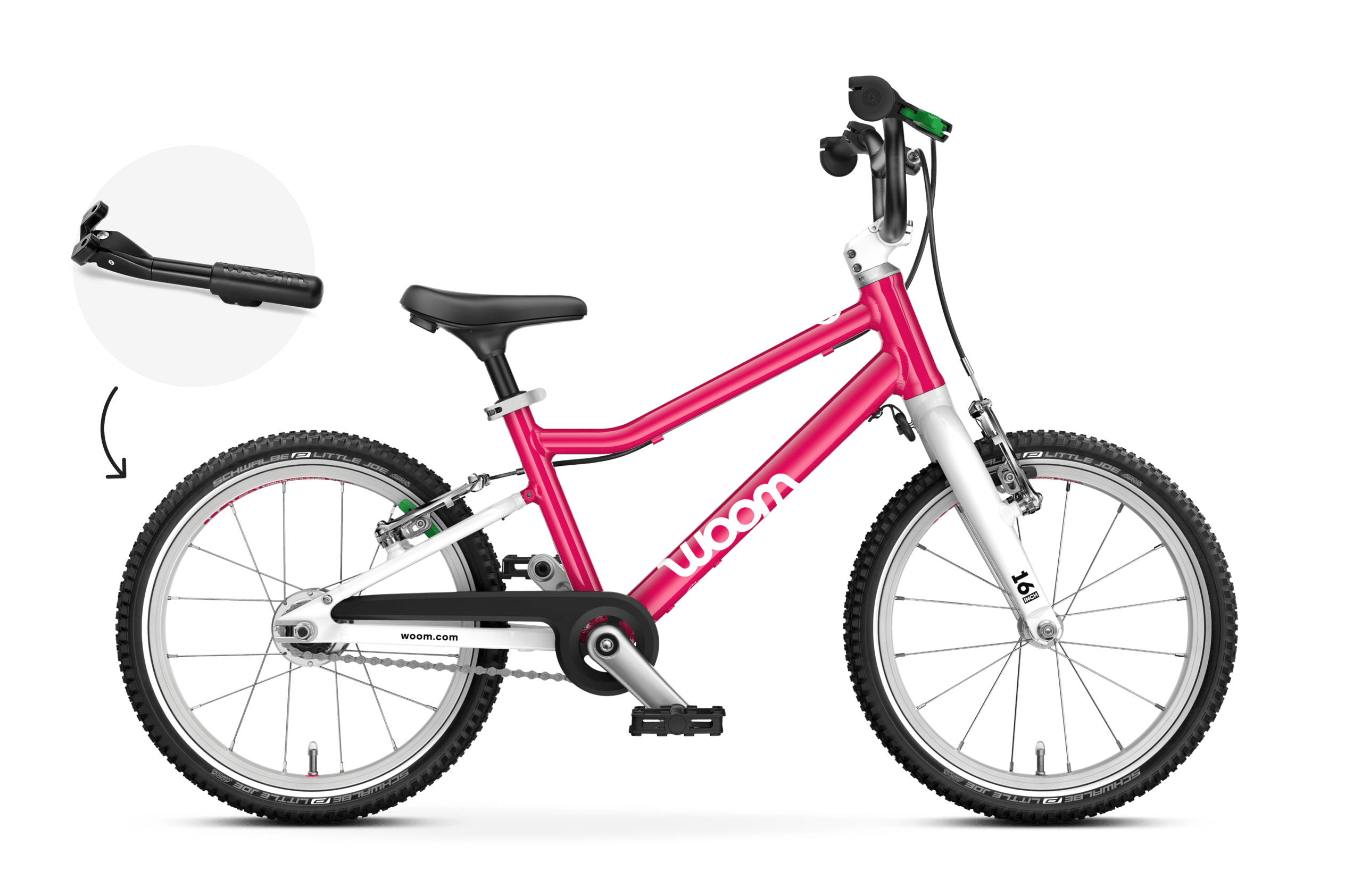 Seitenansicht des woom GO 3 AUTOMAGIC Kinderfahrrads für Kinder ab vier Jahren