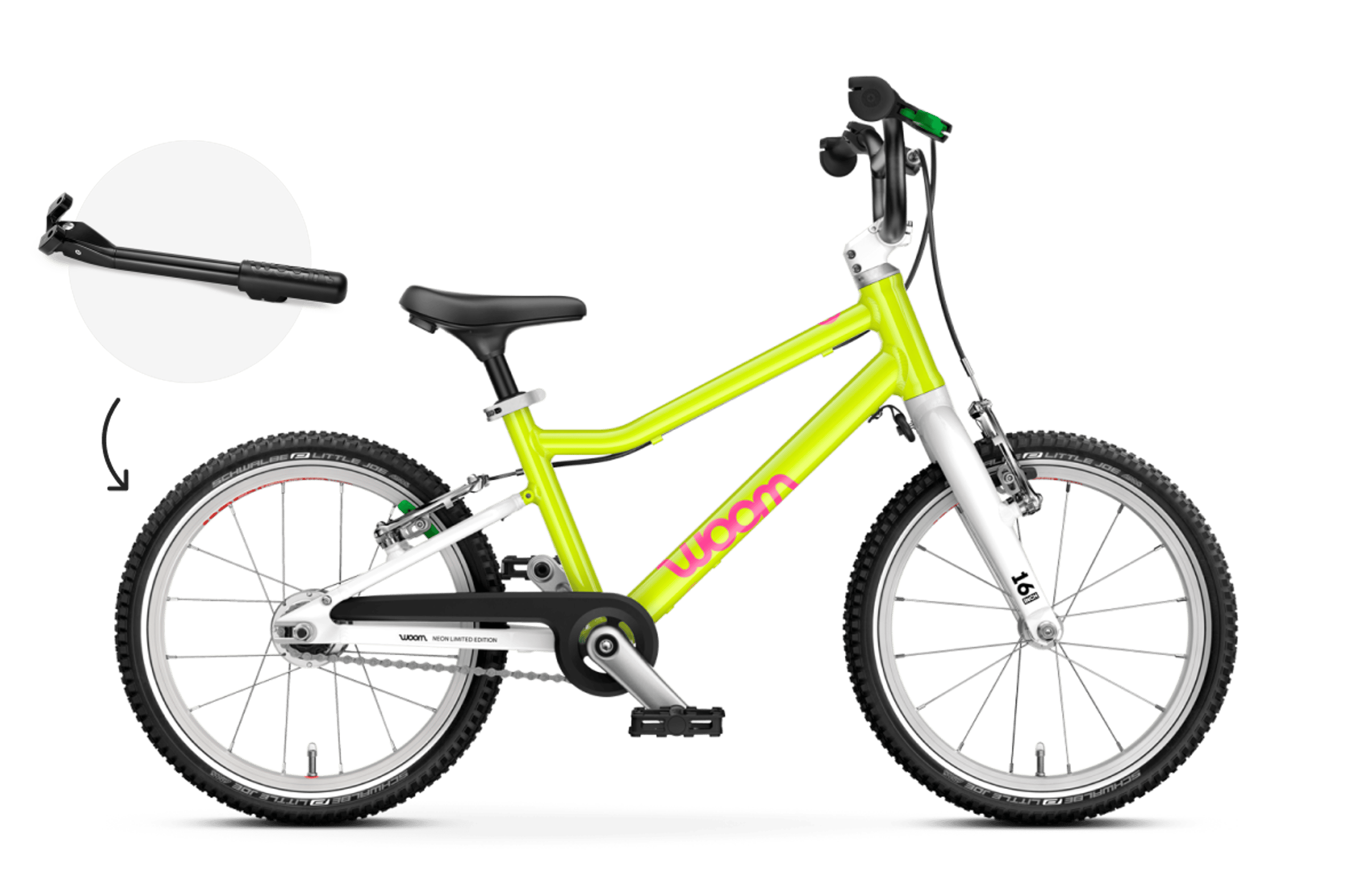 Profile view of the woom GO 3 AUTOMAGIC bike for children aged 4 years and up