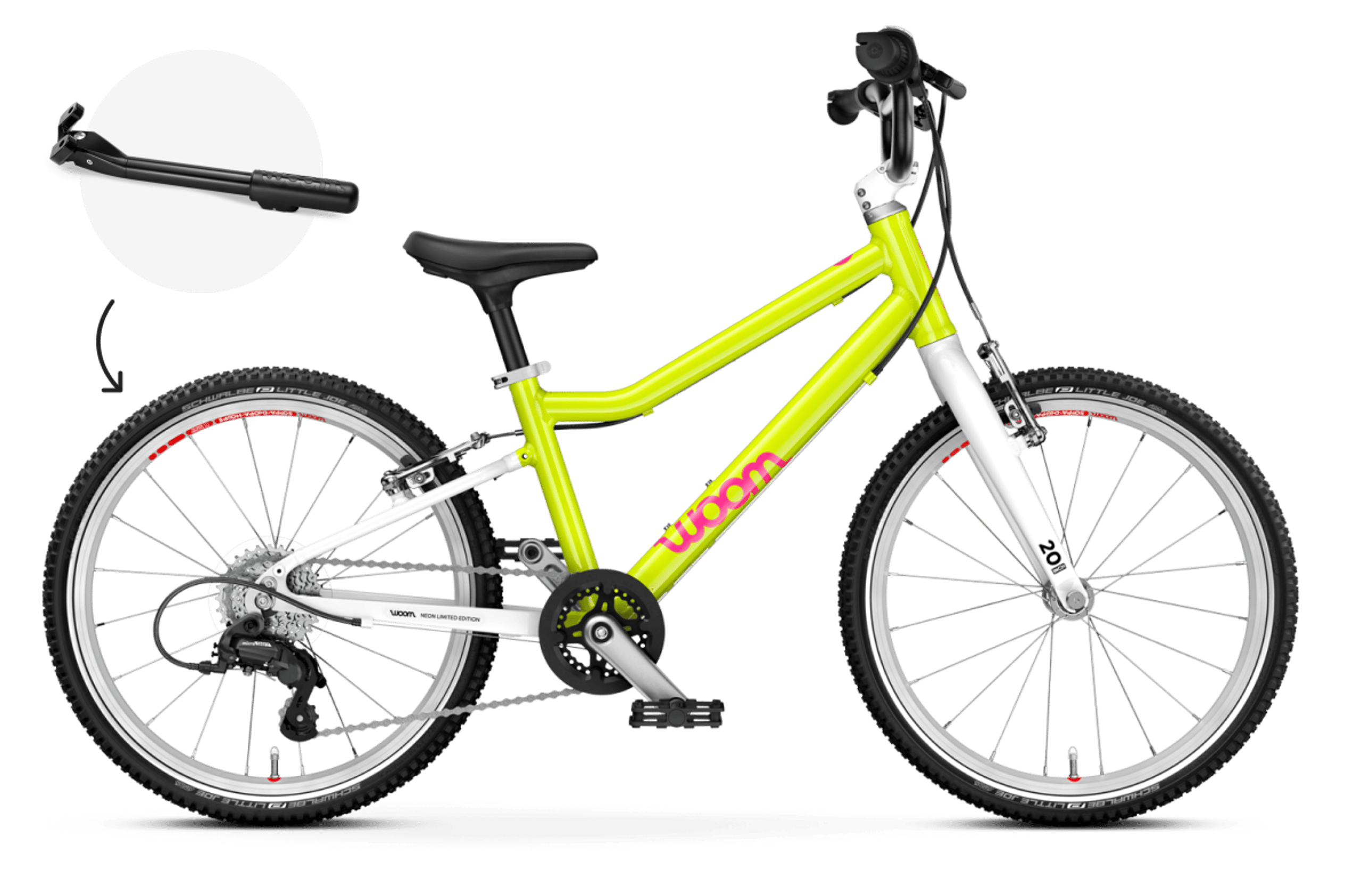 Zijaanzicht van de woom GO 4-kinderfiets voor kinderen vanaf zes jaar