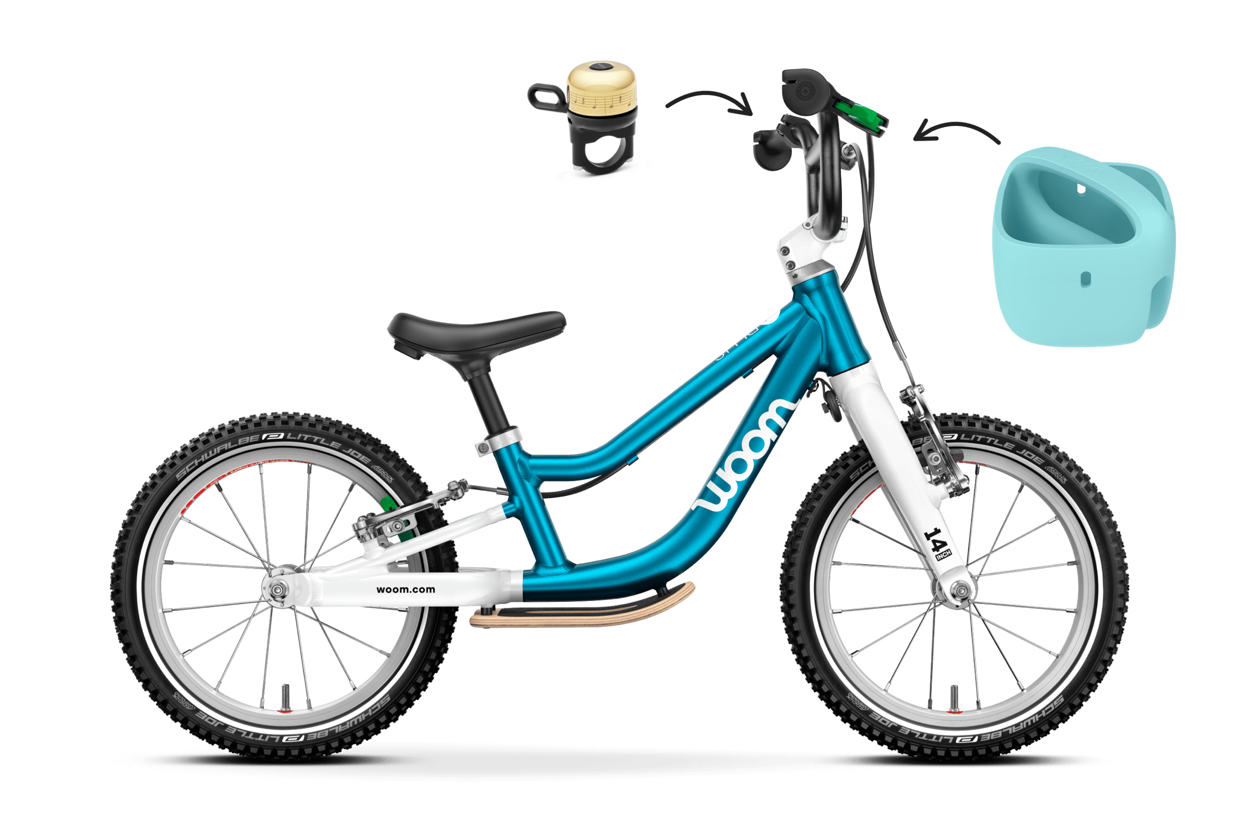 Profile view of the woom GO 1 PLUS balance bike for children aged 3-4.5