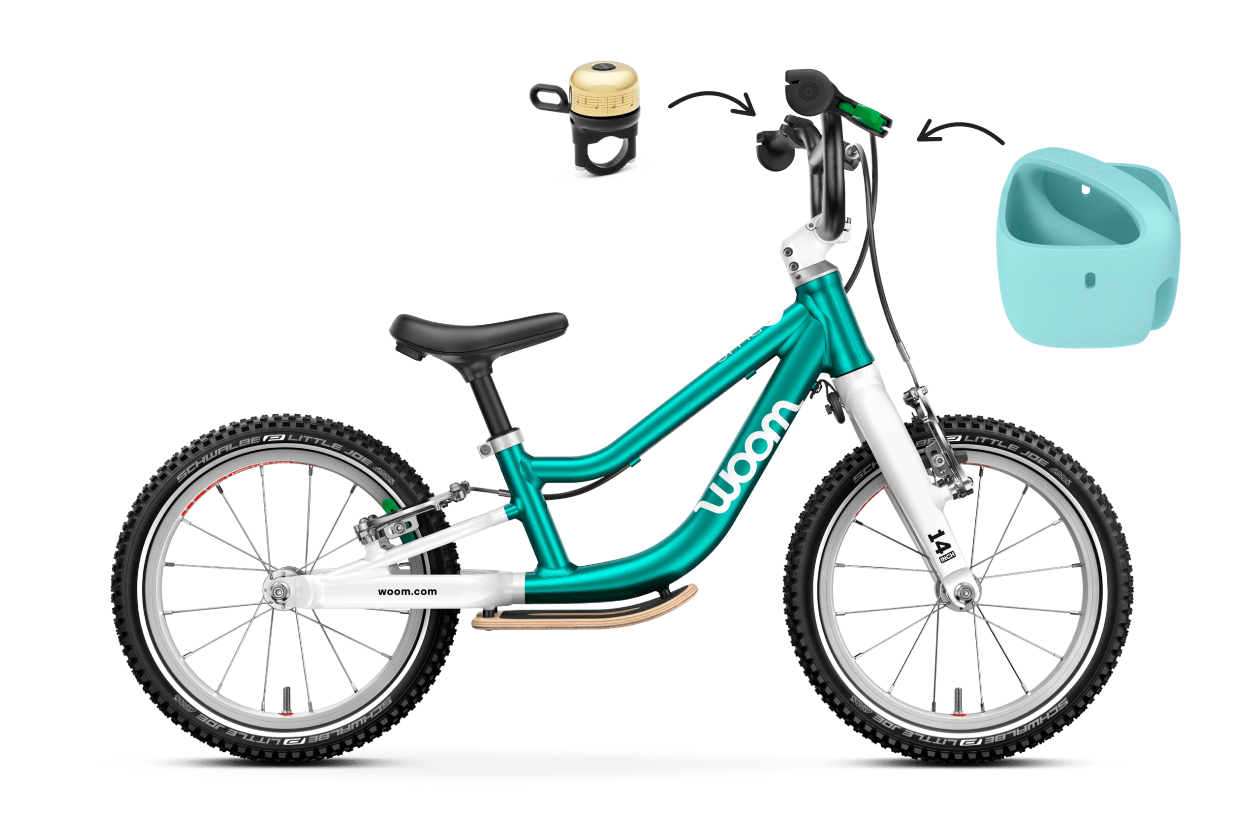Profile view of the woom GO 1 PLUS balance bike for children aged 3-4.5