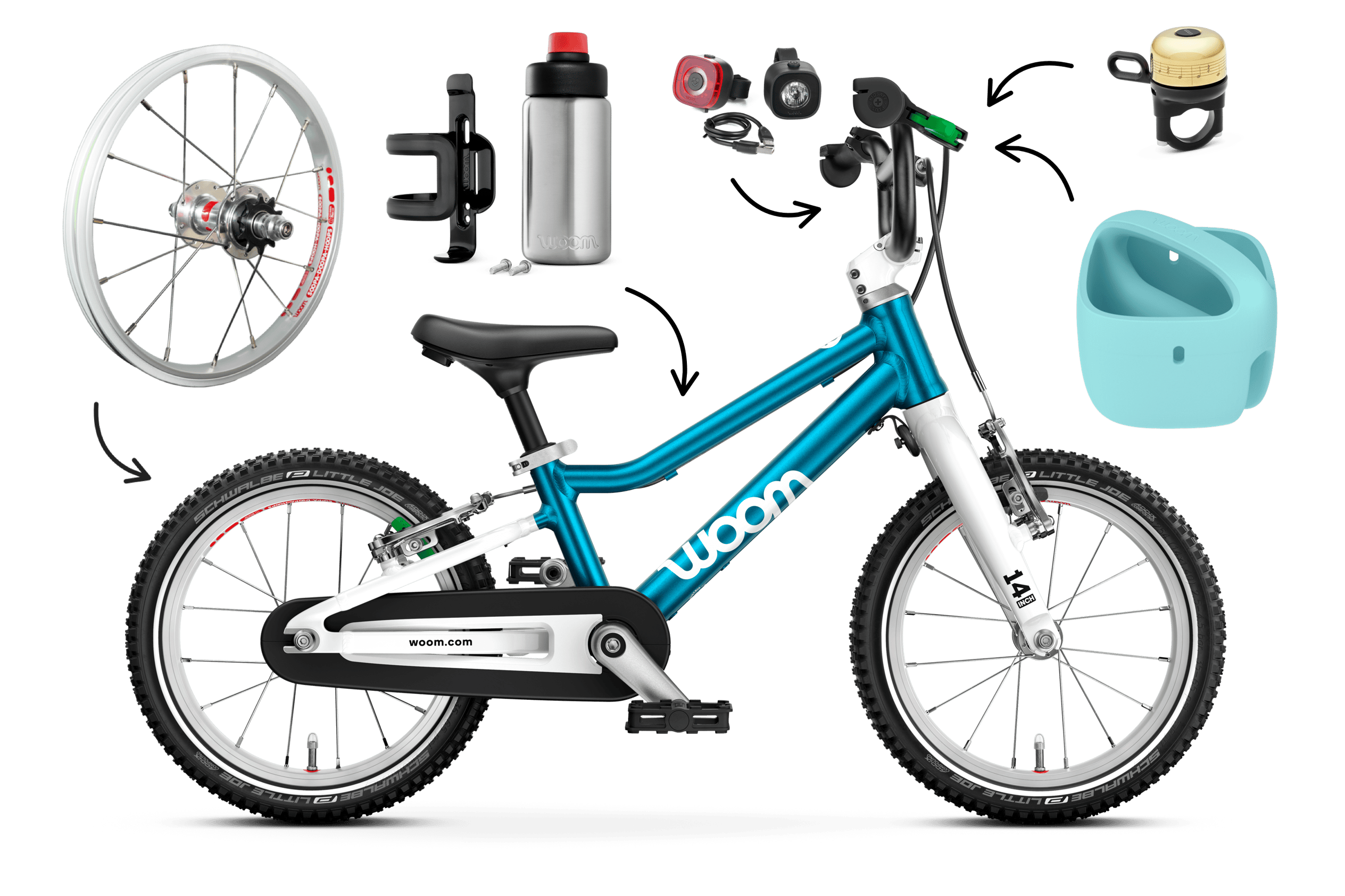 Profile view of the woom GO 2 bike for children aged 3 years and up