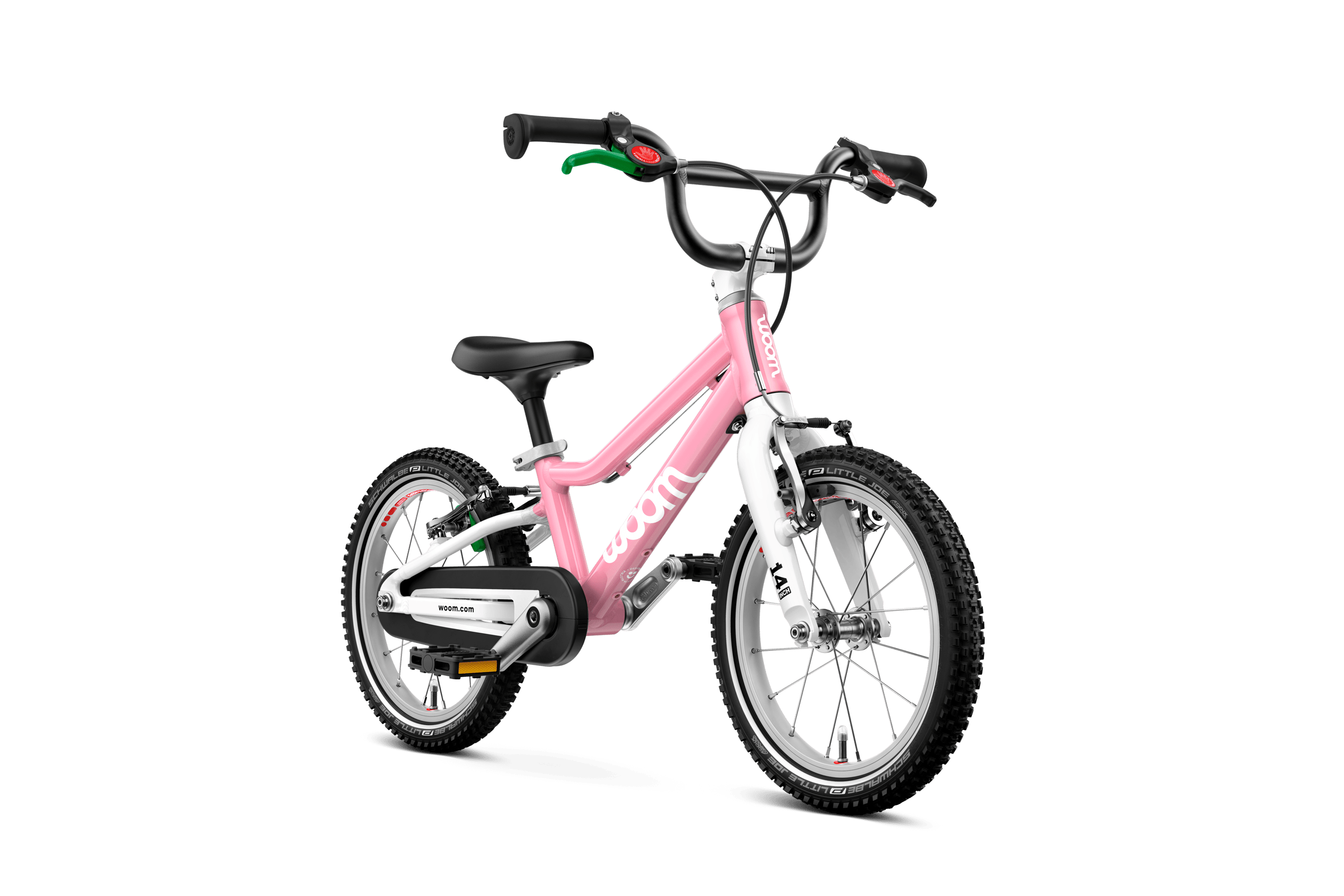 Side front view of the woom GO 2 bike for children aged 3 years and up