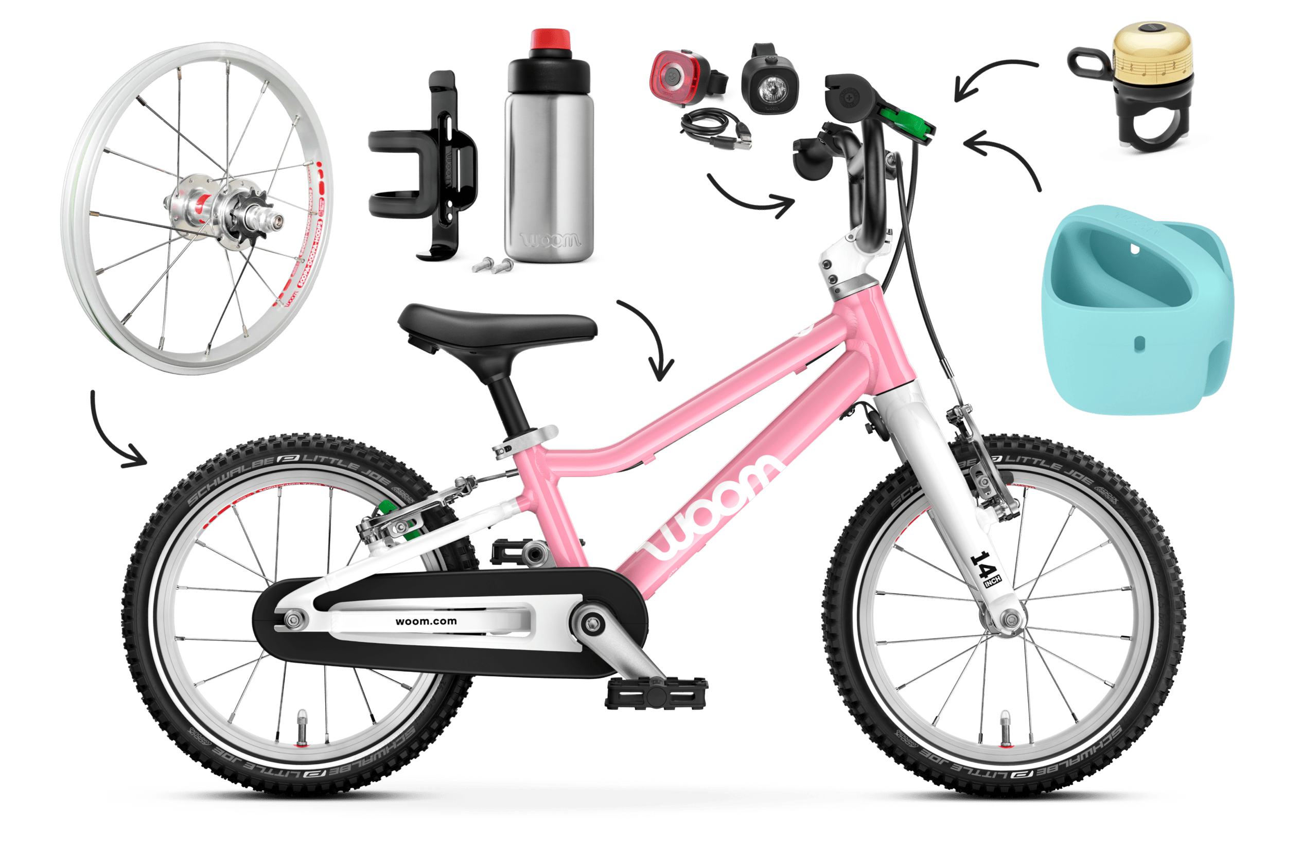 Profile view of the woom GO 2 bike for children aged 3 years and up