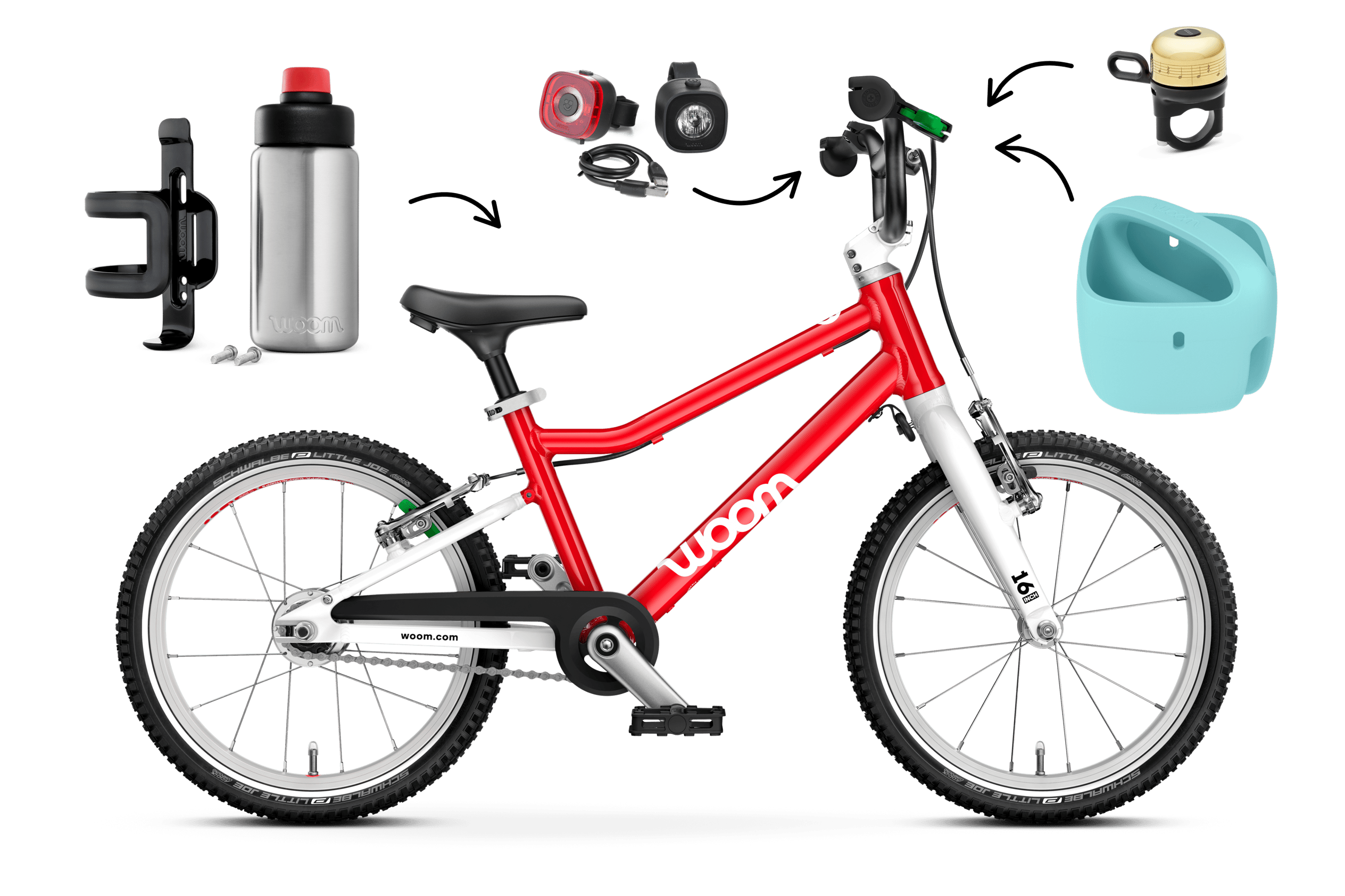 Profile view of the woom GO 3 AUTOMAGIC bike for children aged 4 years and up