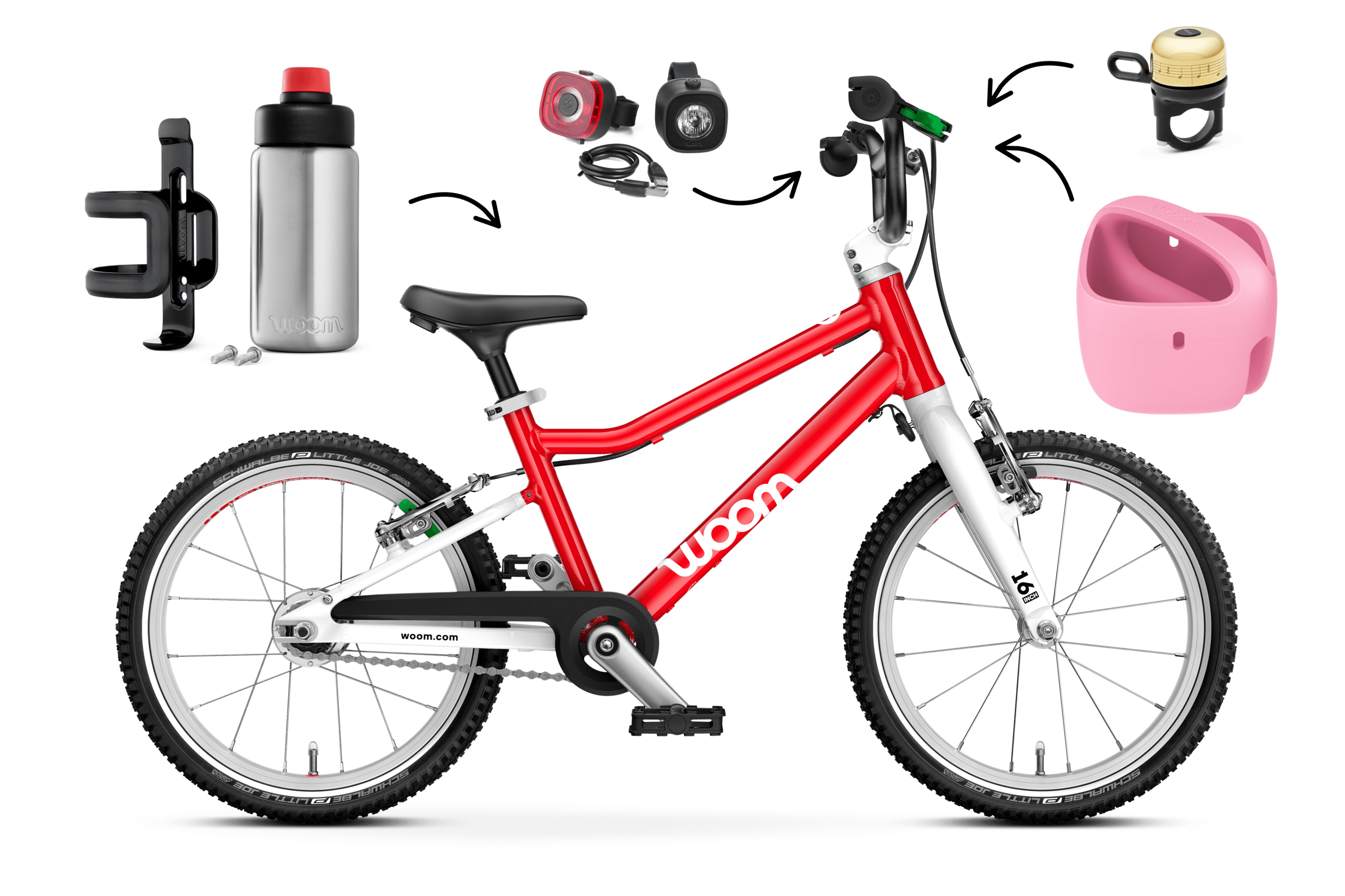 Profile view of the woom GO 3 AUTOMAGIC bike for children aged 4 years and up
