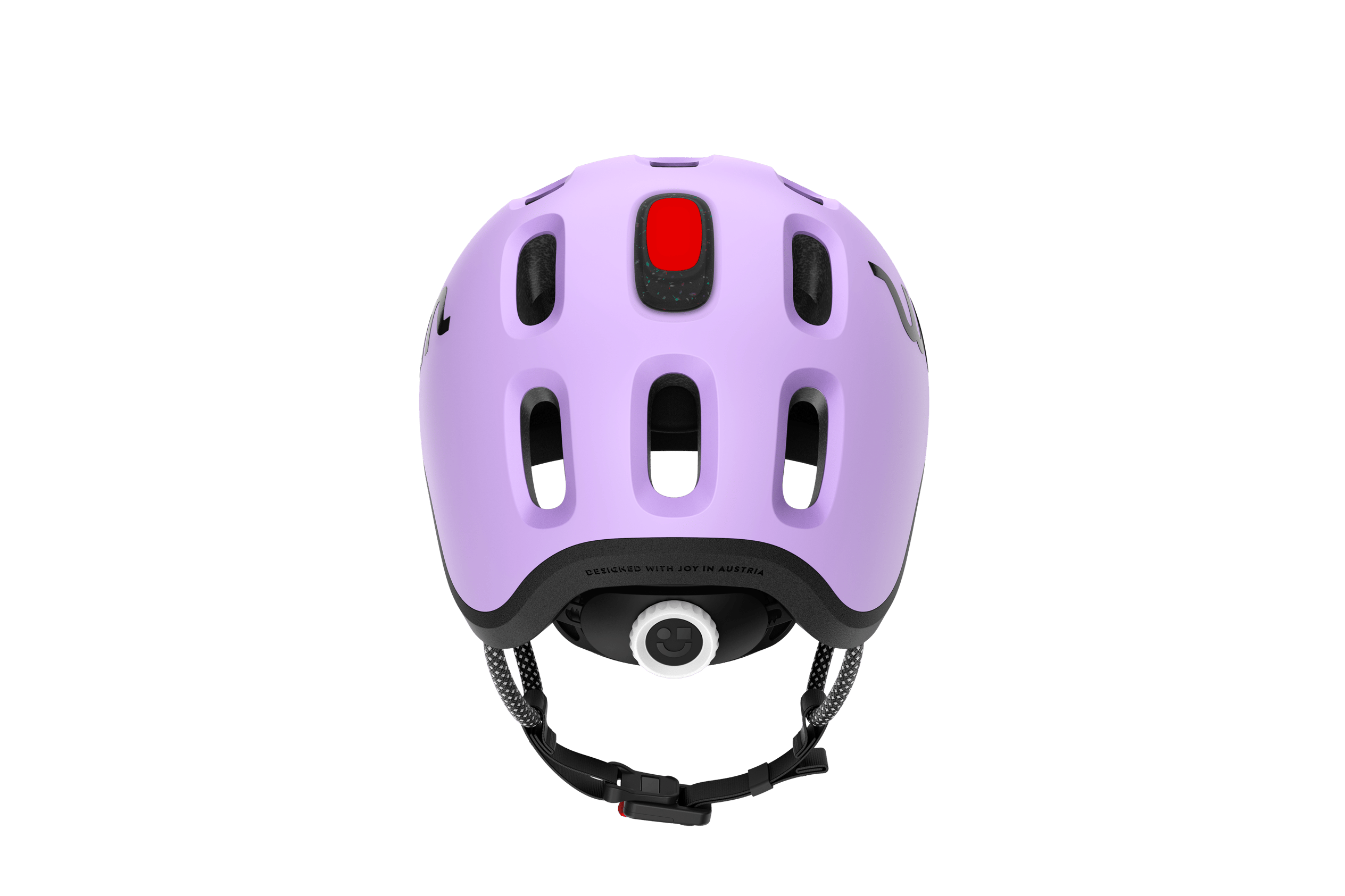 Frontansicht des roten LED-Helmlichts passend für den READY Kinderfahrradhelm von woom