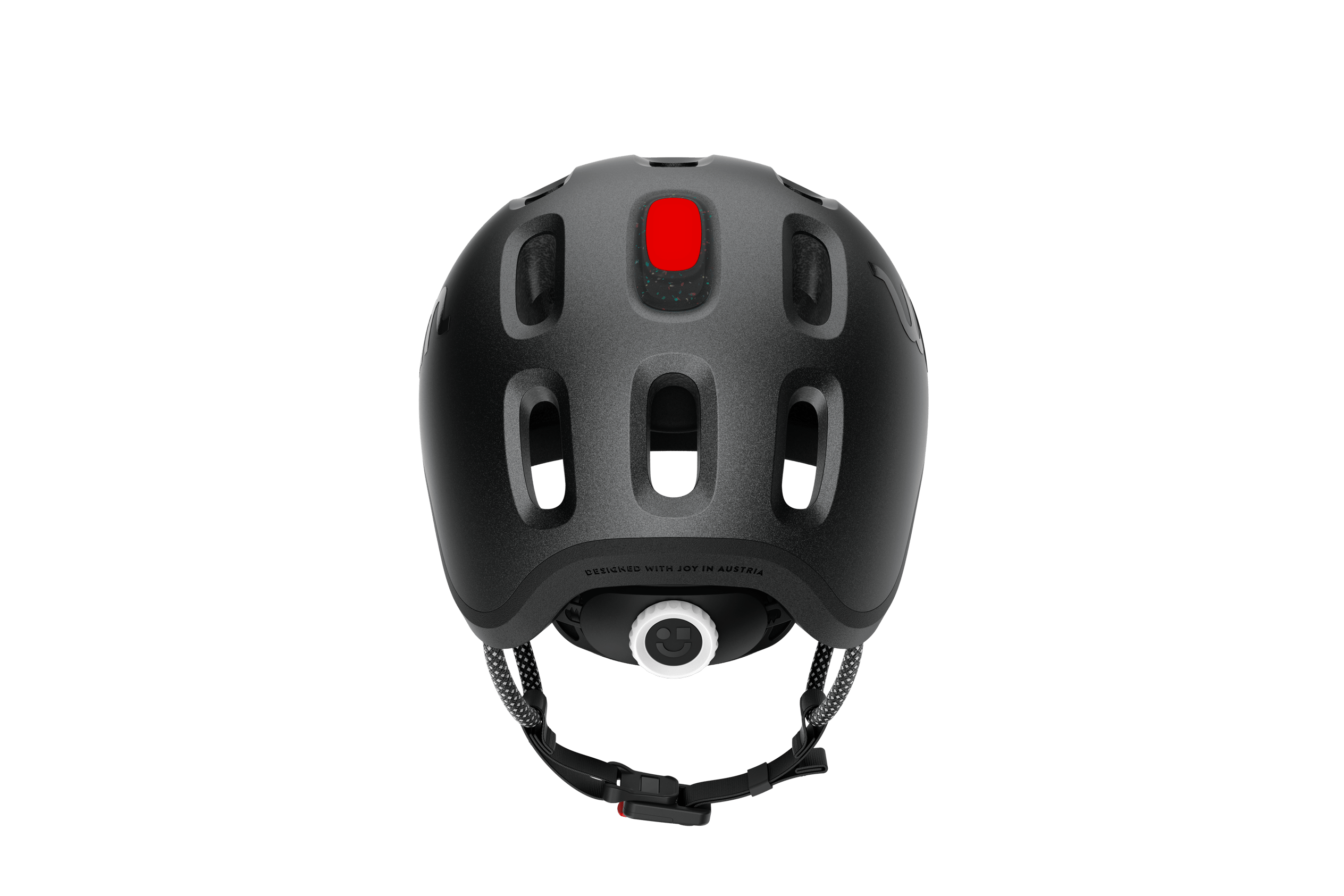 Frontansicht des roten LED-Helmlichts passend für den READY Kinderfahrradhelm von woom