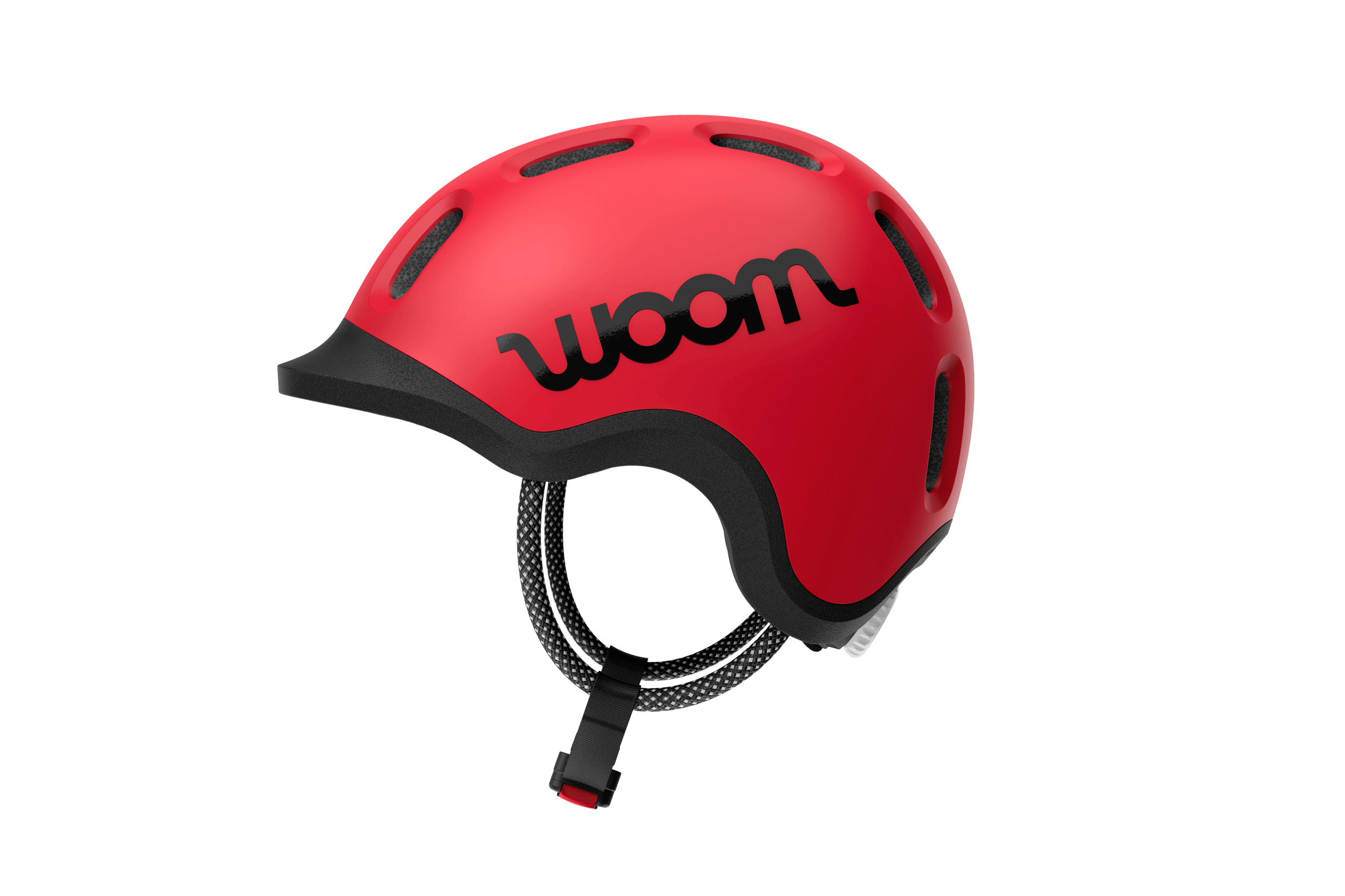 Vue latérale du casque enfant READY avec une coque profonde, un logo noir et une visière protectrice