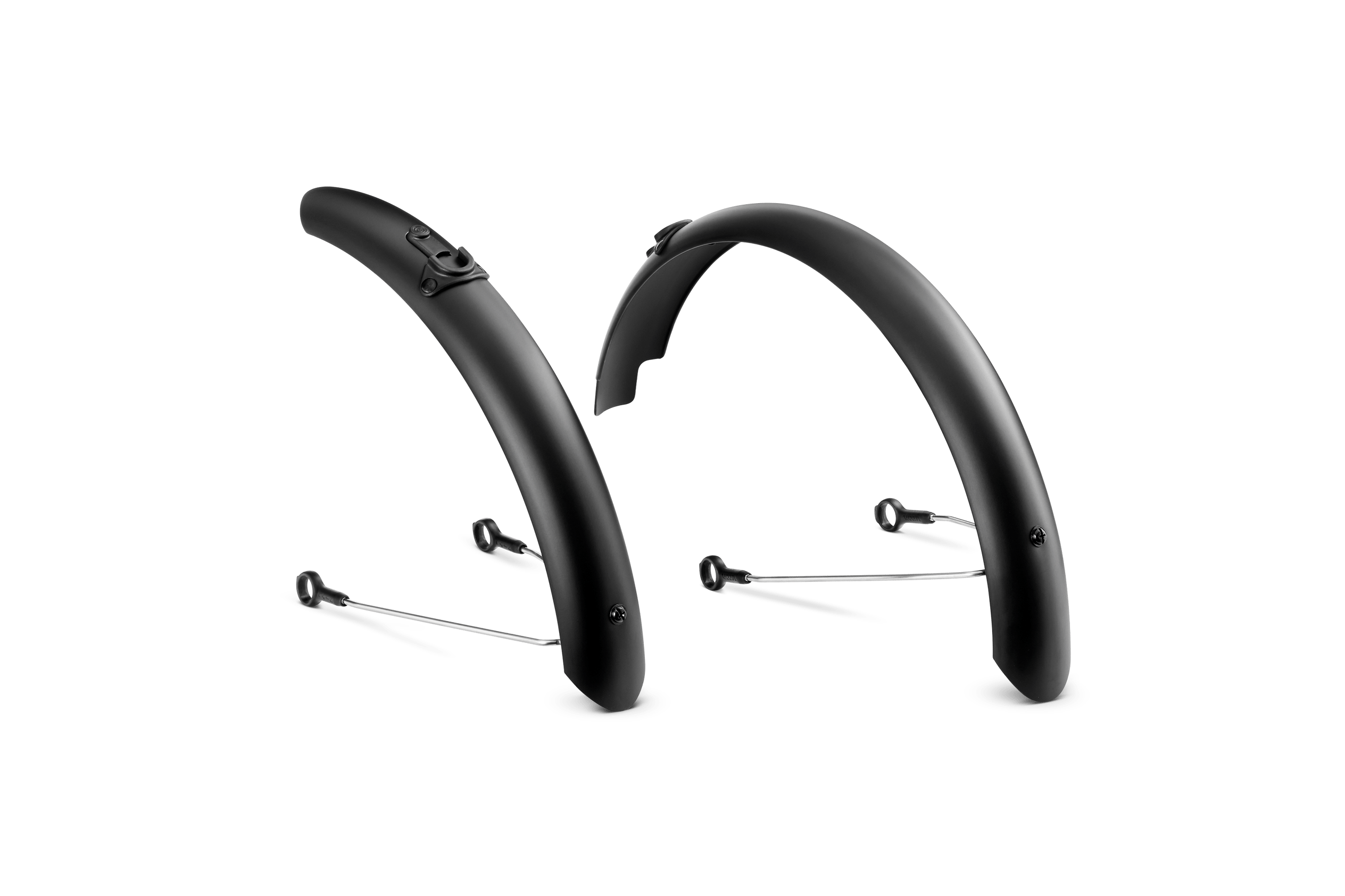 SNAP clip-on mudguard mounted on the rear wheel of a red woom kids' bike.