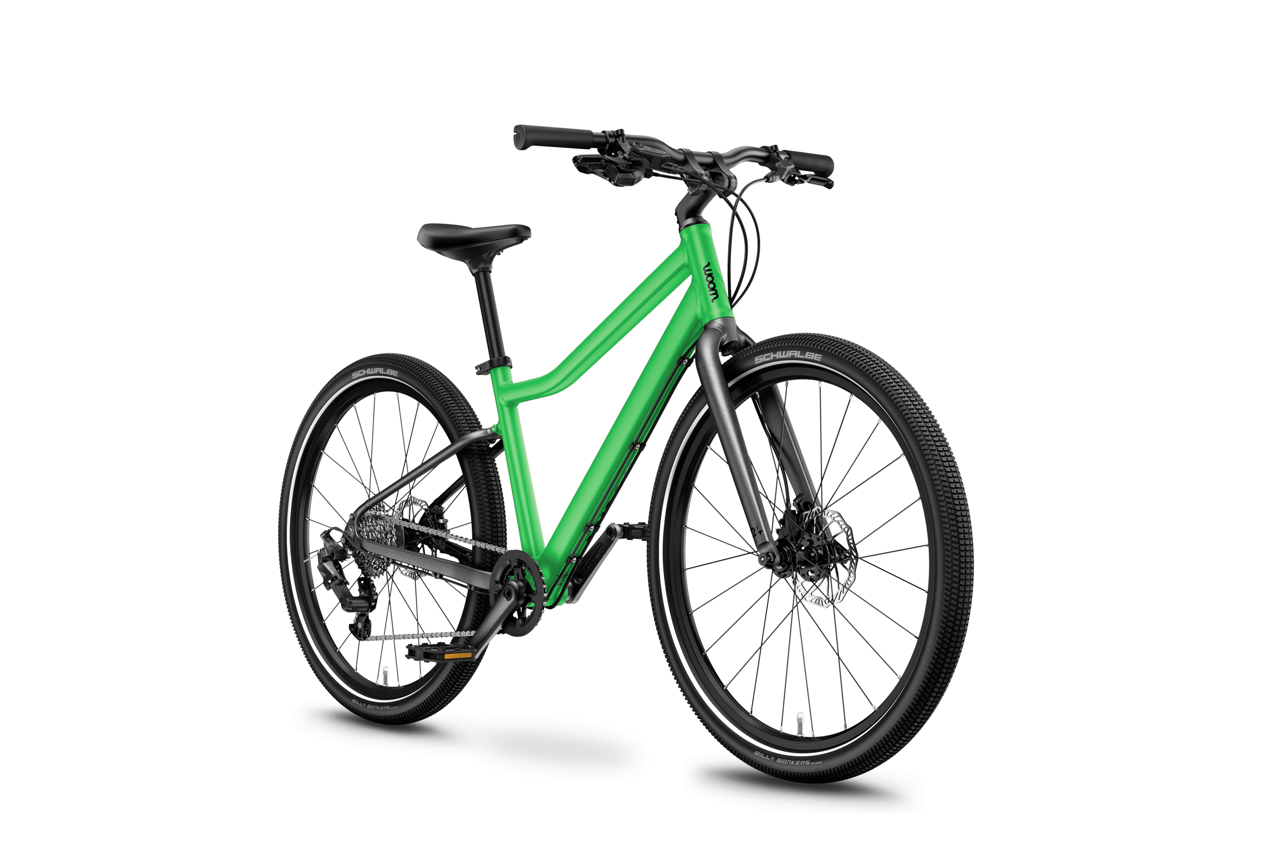 Side front view of the woom EXPLORE 5 bike for children aged 7 years and up.