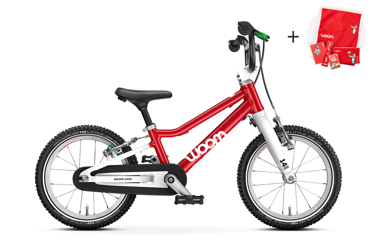 Vue latérale du vélo woom GO 2 pour les enfants dès trois ans