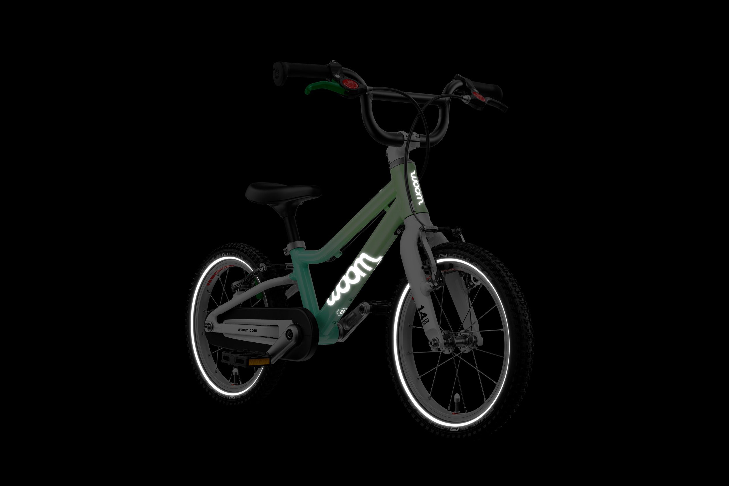 Detailansicht von Vorbau, BMX-Lenker und Griffen am Kinderfahrrad woom GO 2
