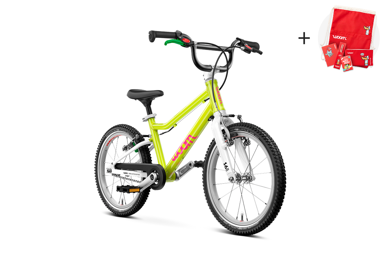 Zijaanzicht van de woom GO 3-kinderfiets voor kinderen vanaf vier jaar