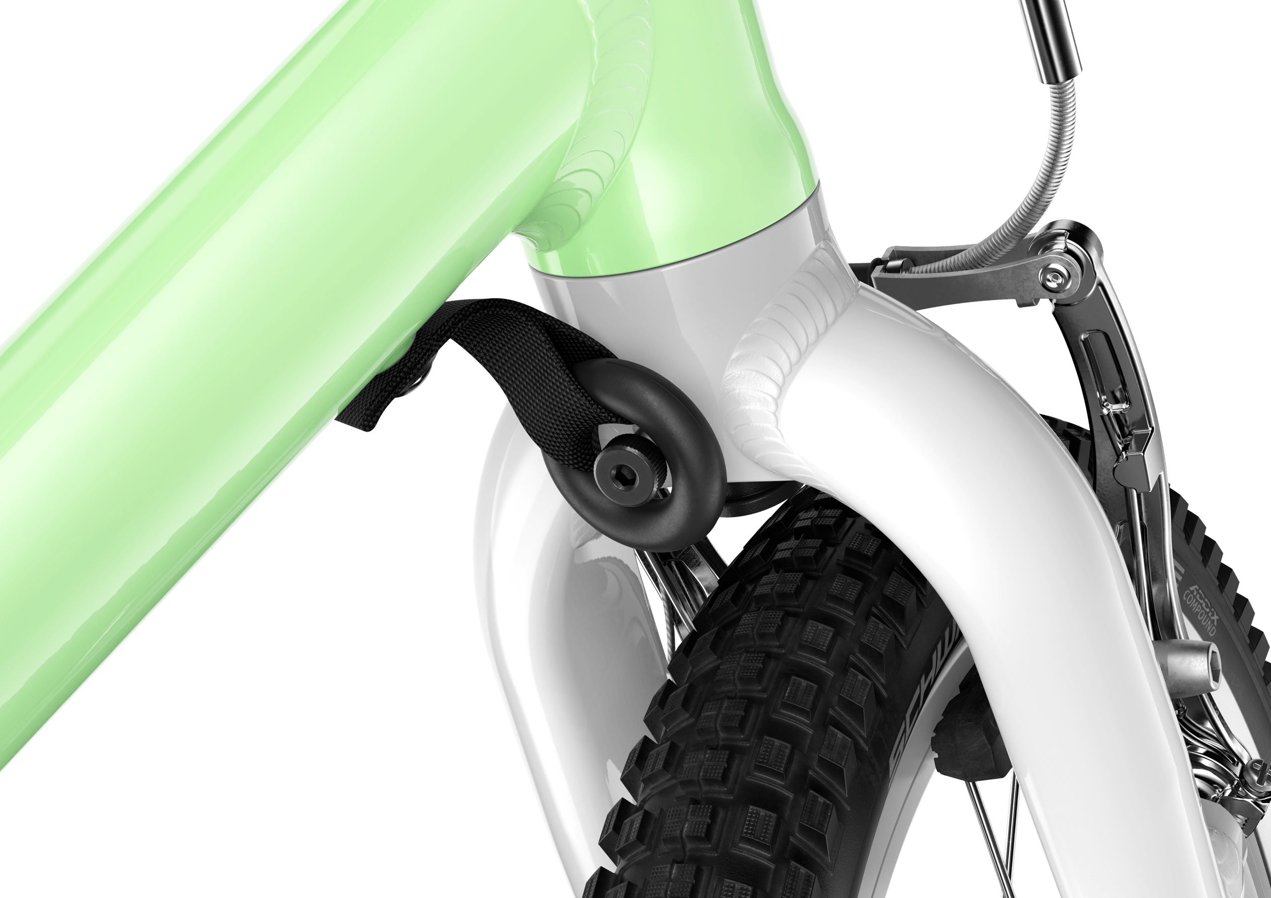 Detailansicht des Lenkeinschlagsbegrenzers am Kinderfahrrad woom GO 3