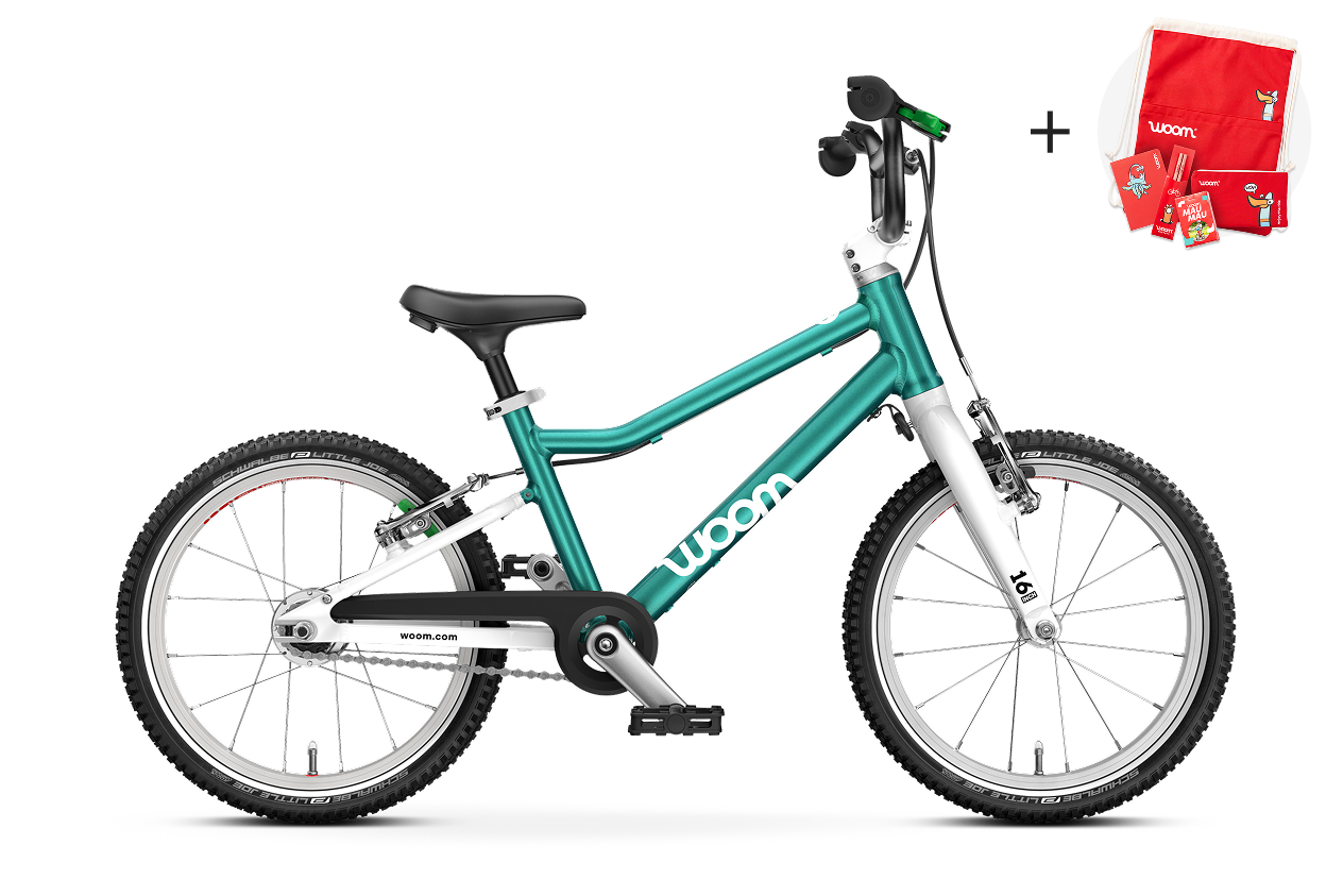 Vue latérale du vélo woom GO 3 AUTOMAGIC pour les enfants dès quatre ans