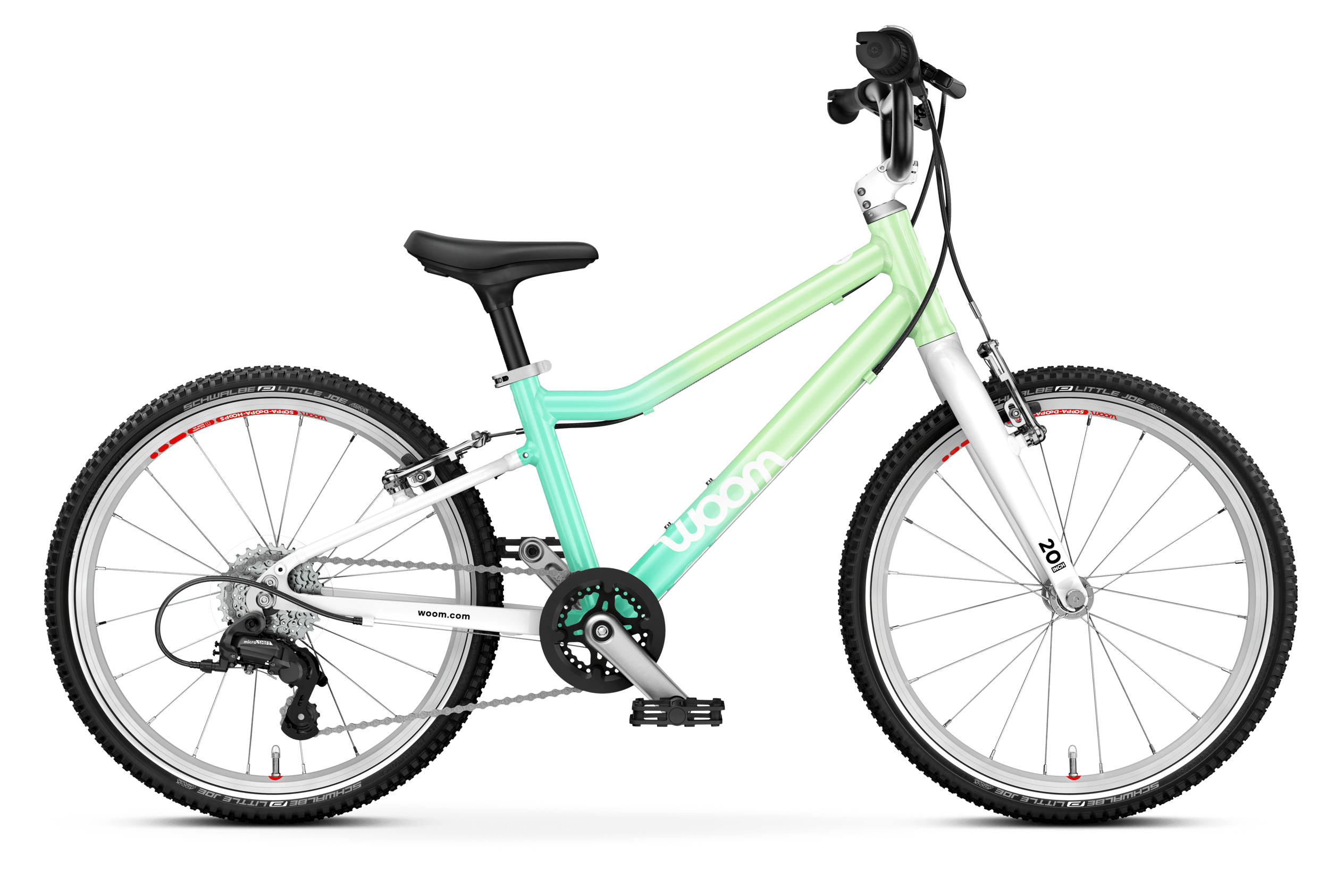 Vue latérale du vélo enfant woom GO 4 pour les enfants dès six ans