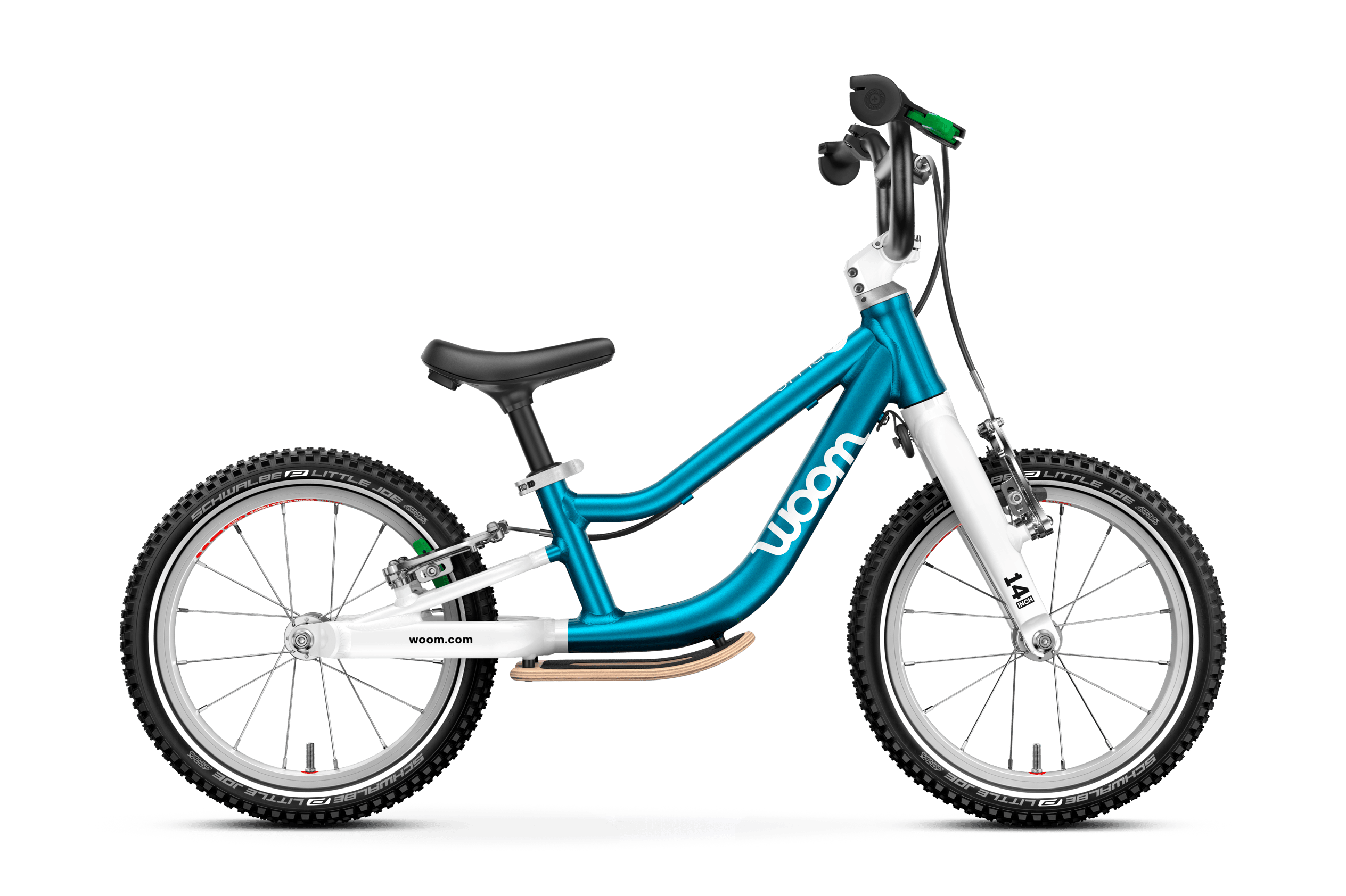 Profile view of the woom GO 1 PLUS balance bike for children aged 3 years and up