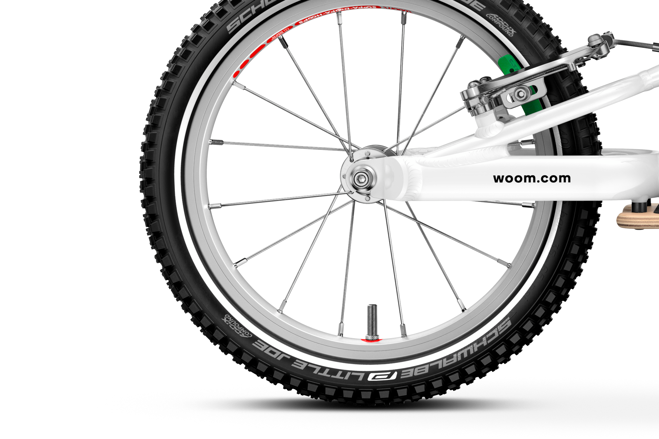 Front 14″ wheel on the woom GO 1 PLUS balance bike