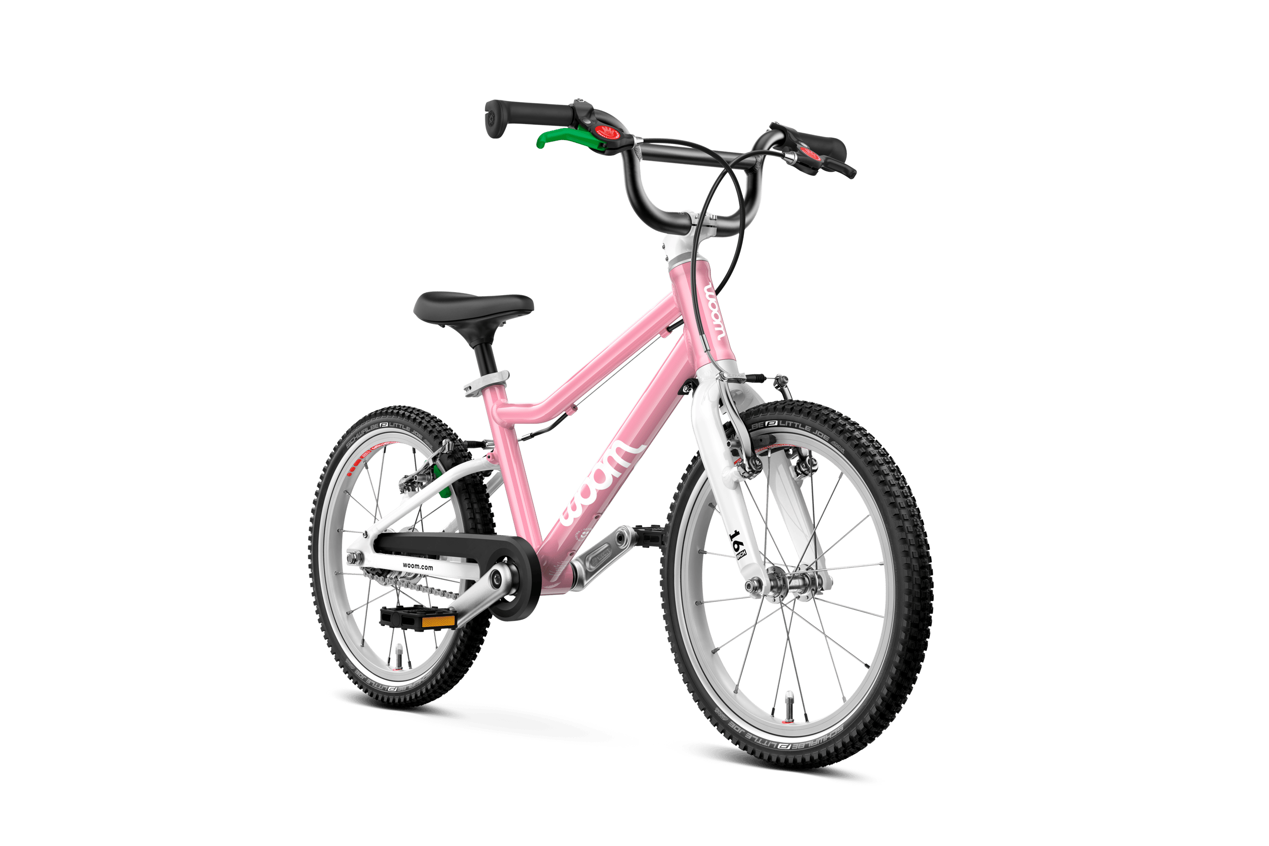 Side front view of the woom GO 3 AUTOMAGIC bike for children aged 4 years and up