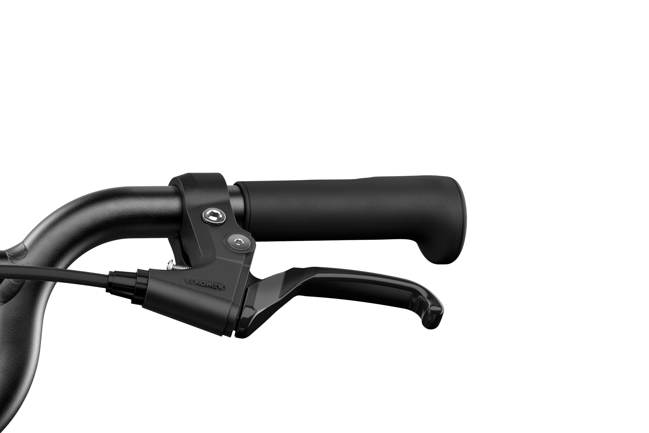 Detailed view of a brake lever on the woom GO 4 children's bike with 20″ wheels