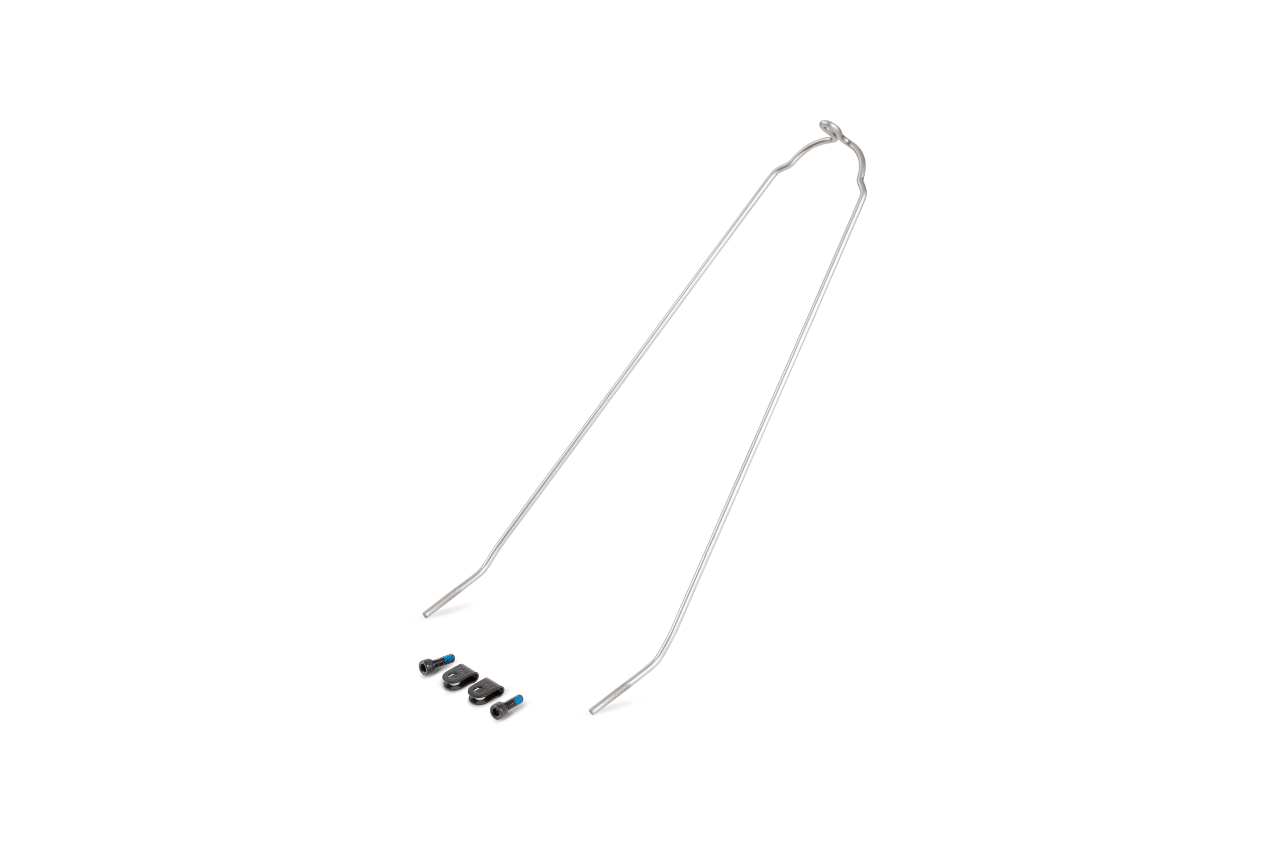 Silberfarbene Strebe eines Steckschutzblechs der Kinderfahrradmarke woom