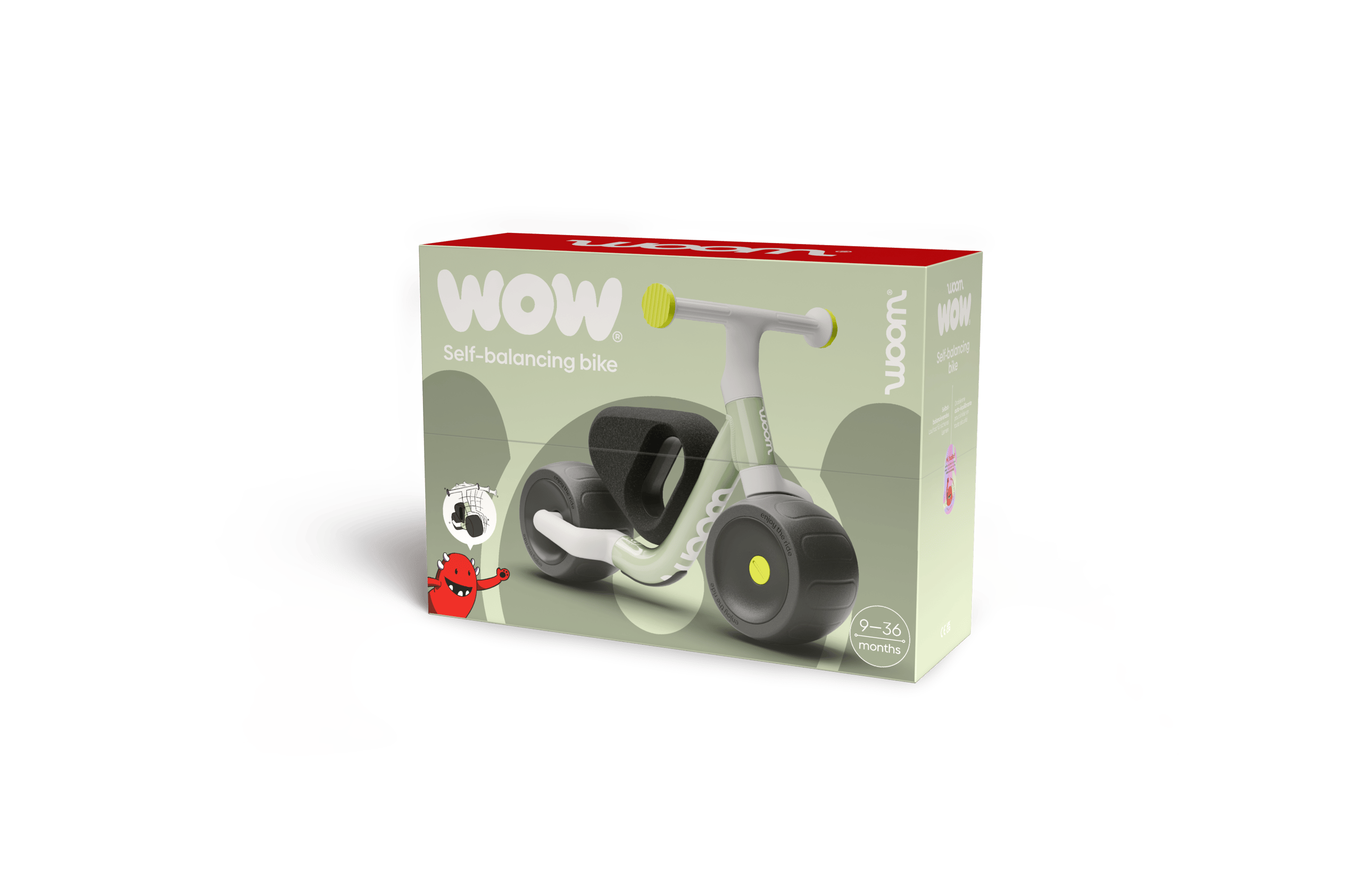 Bedrukte kartonnen verpakking voor de woom WOW-loopfiets