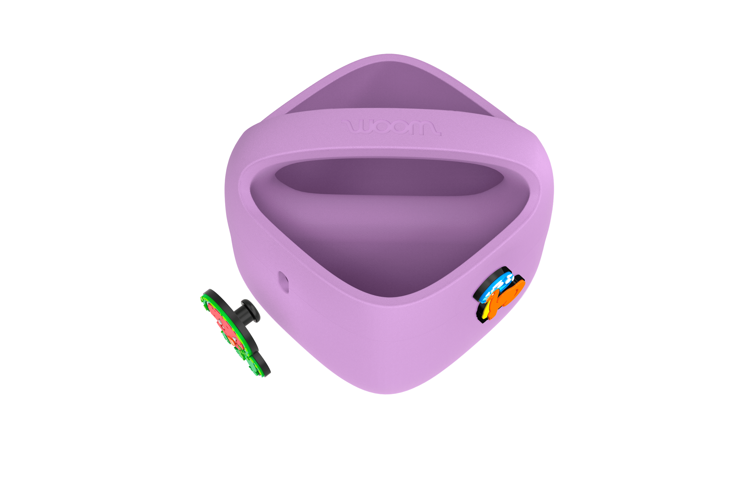 POP Kids' Bike Basket with googly eye charm; an arrow shows where to insert a second eye charm