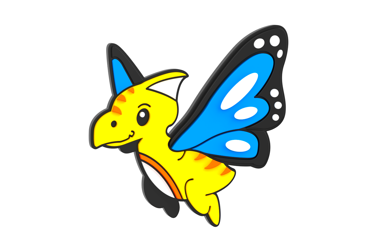 Produktbild einer Banane mit Hai bzw. einer Sonnenblume mit Sonnenbrille zum Anstecken am POP Fahrradkorb von woom