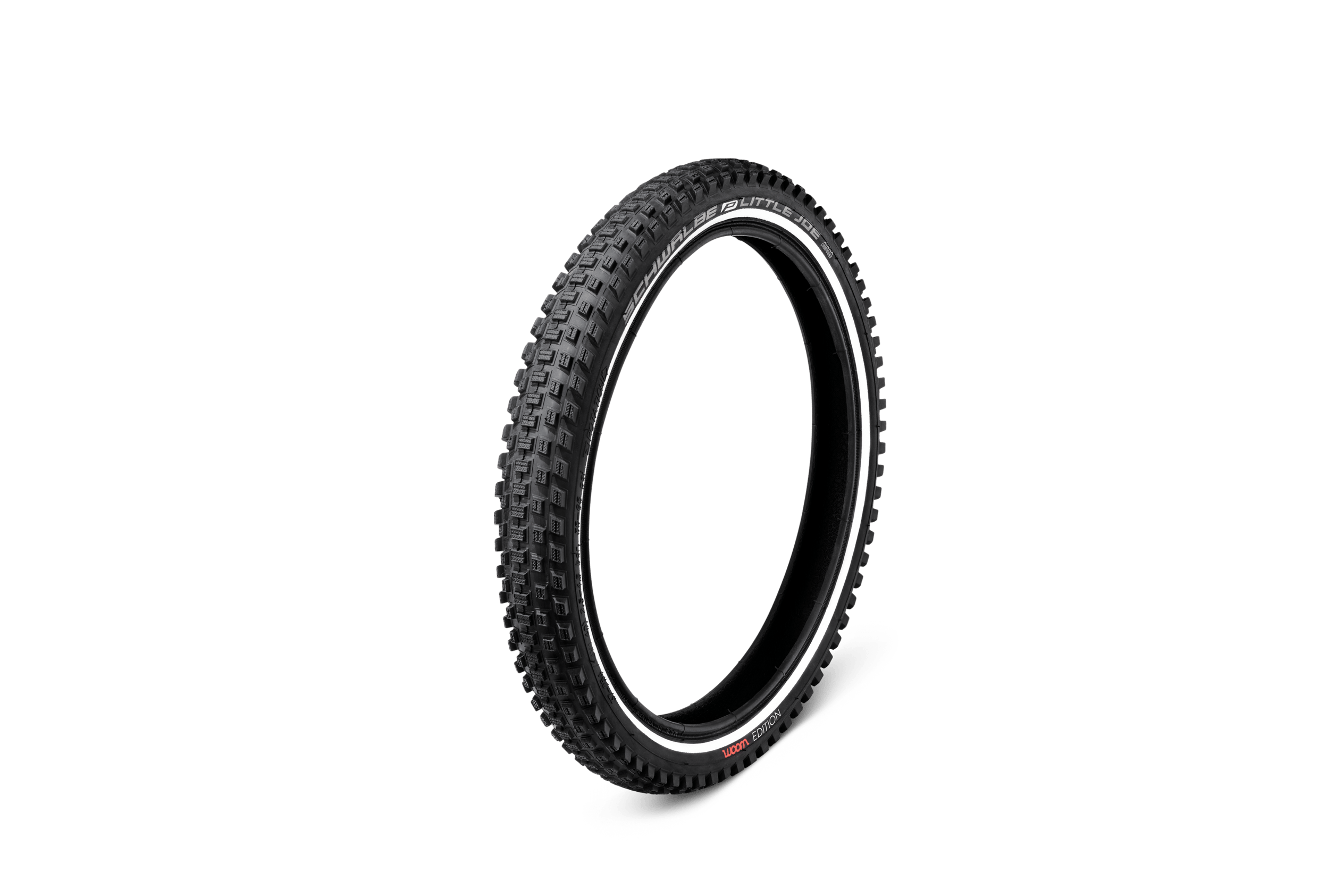 Black bike tire with a reflective stripe for woom GO and woom ORIGINAL bikes