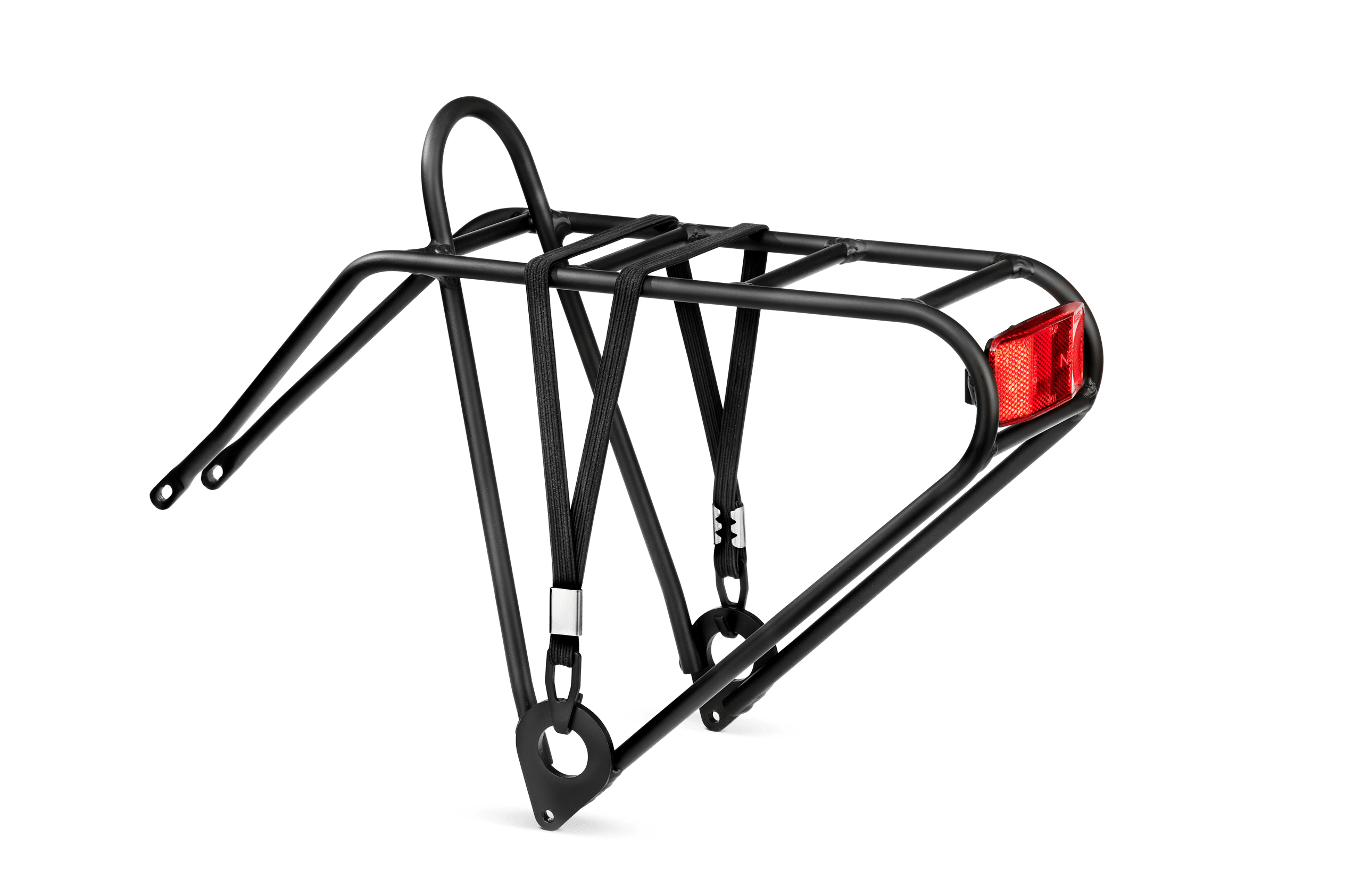 Seitenansicht des schwarzen PICK UP Gepäckträgers von woom.