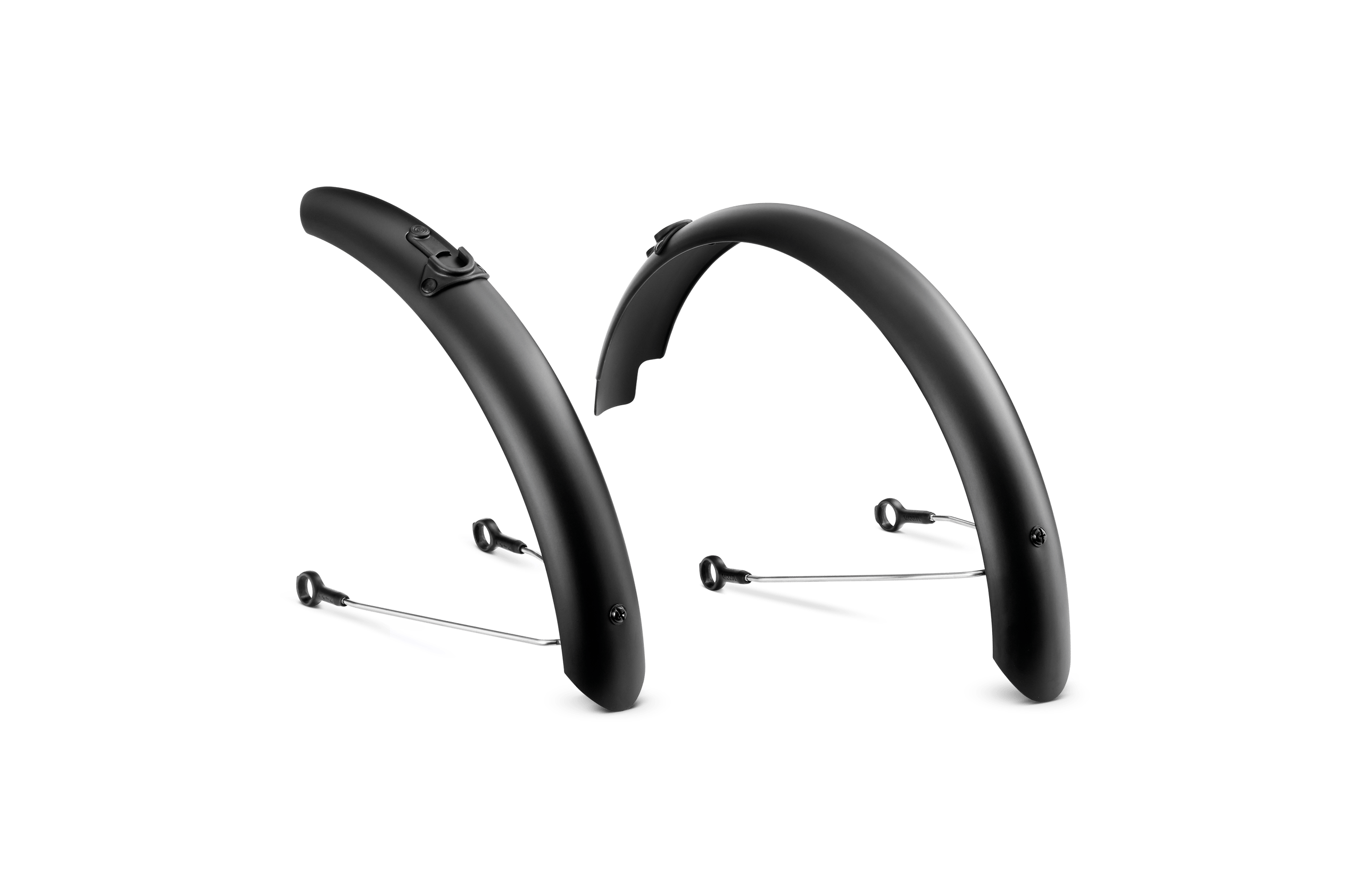 Set of two black clip-on mudguards with a closed mount for the front wheel of the woom ORIGINAL 2 & 3.