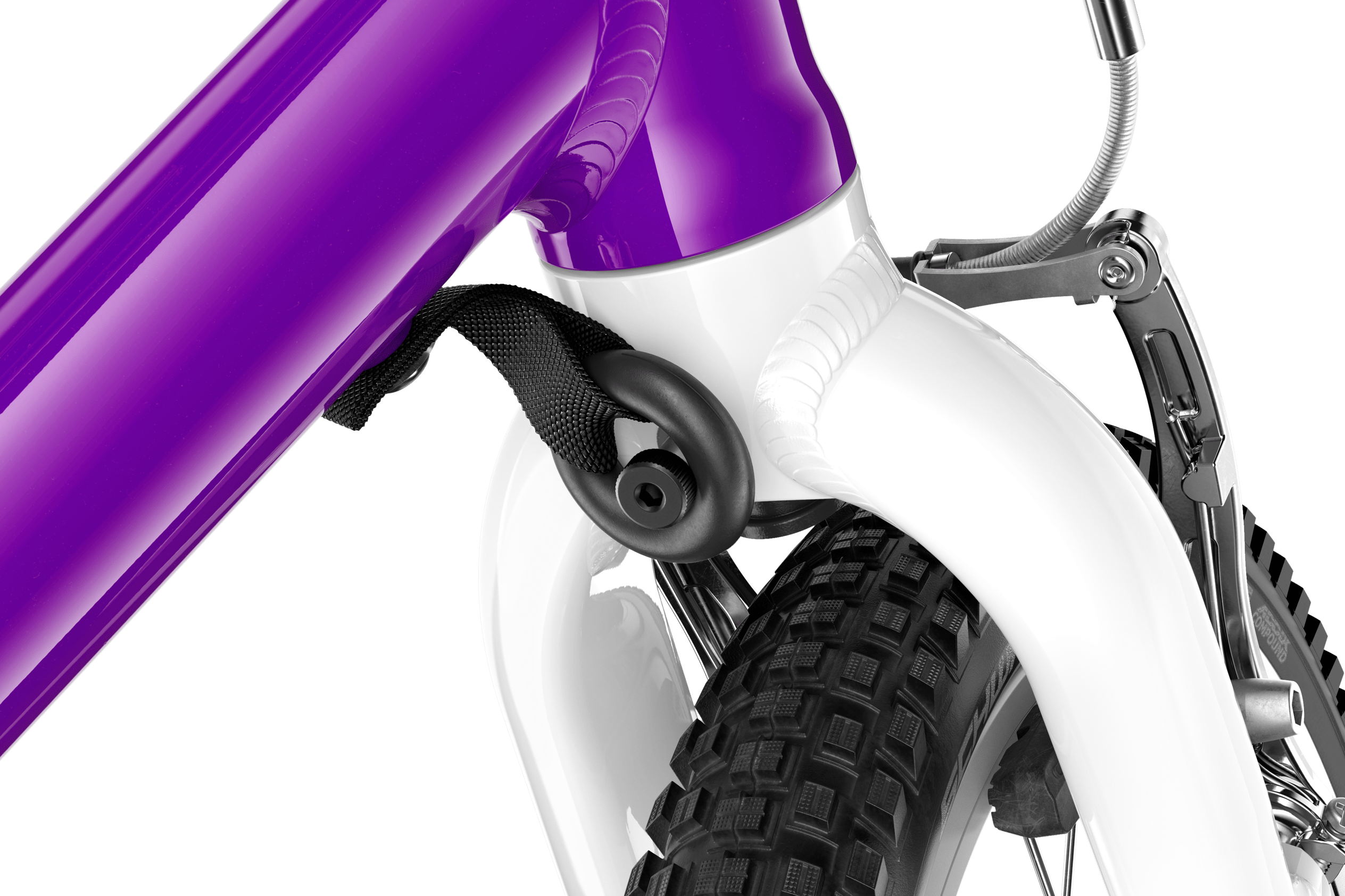 Detailed view of the steering limiter on the woom ORIGINAL 2 children's bike.