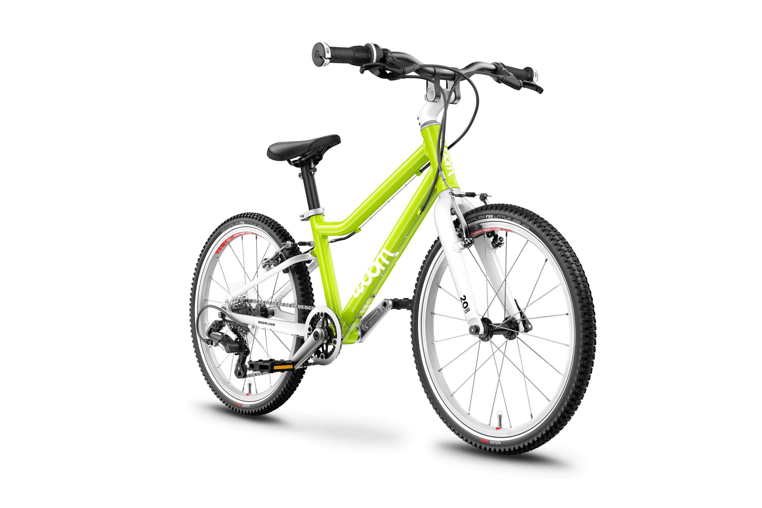 Side front view of the woom ORIGINAL 4 bike for children aged 6 years and up.