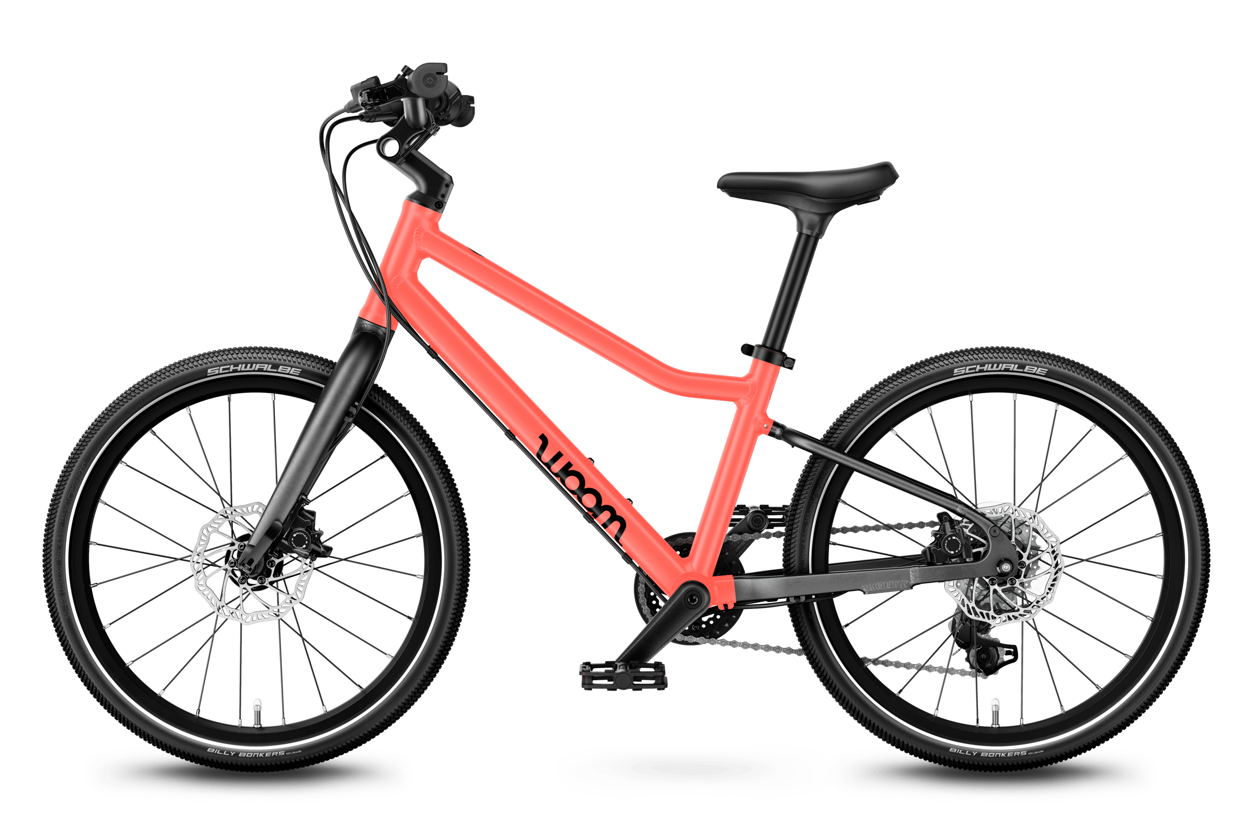 Profile view of the woom EXPLORE 4 children's bike, direction of travel to the left.
