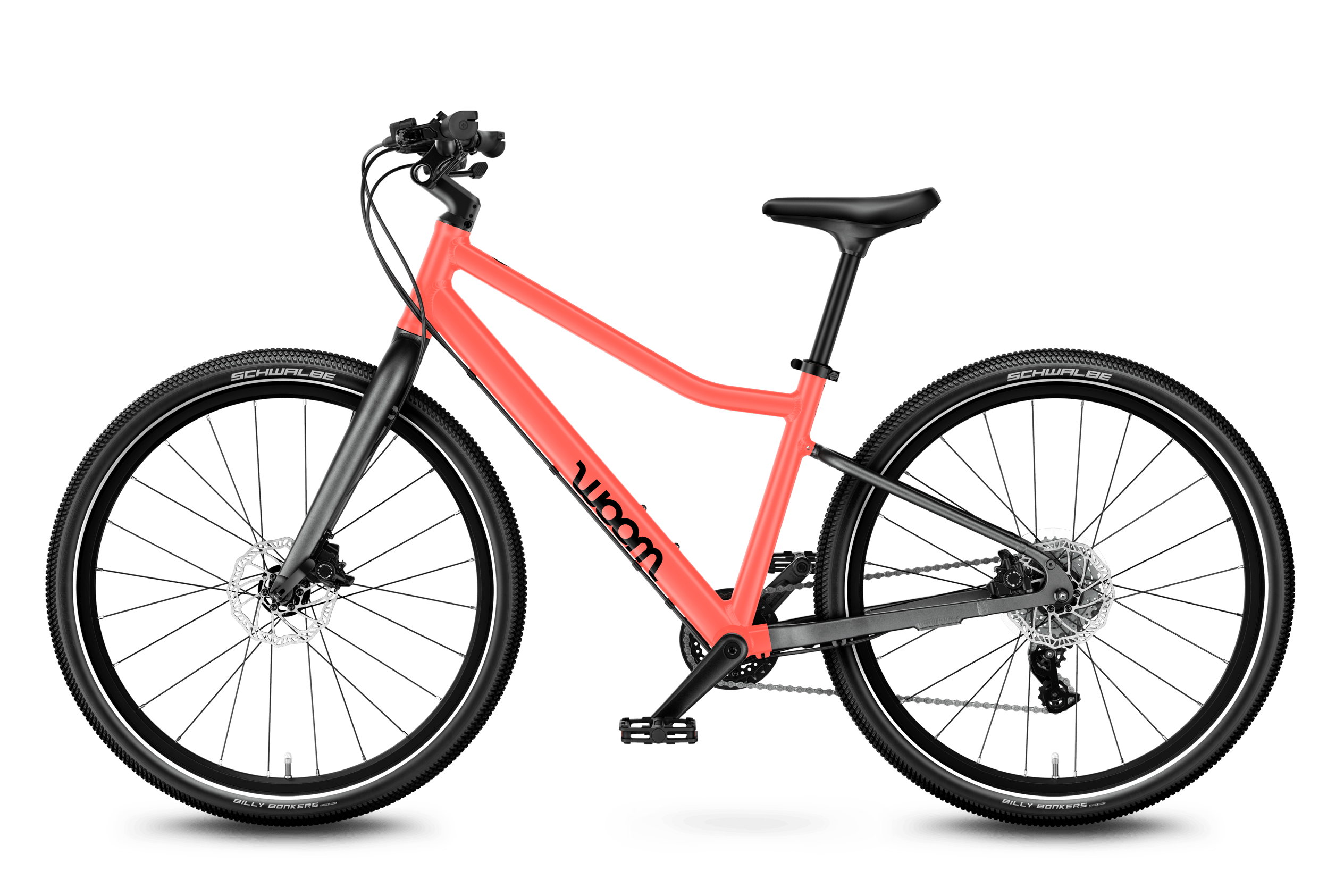 Vue latérale du vélo enfant woom EXPLORE 5, sens de la marche à gauche.