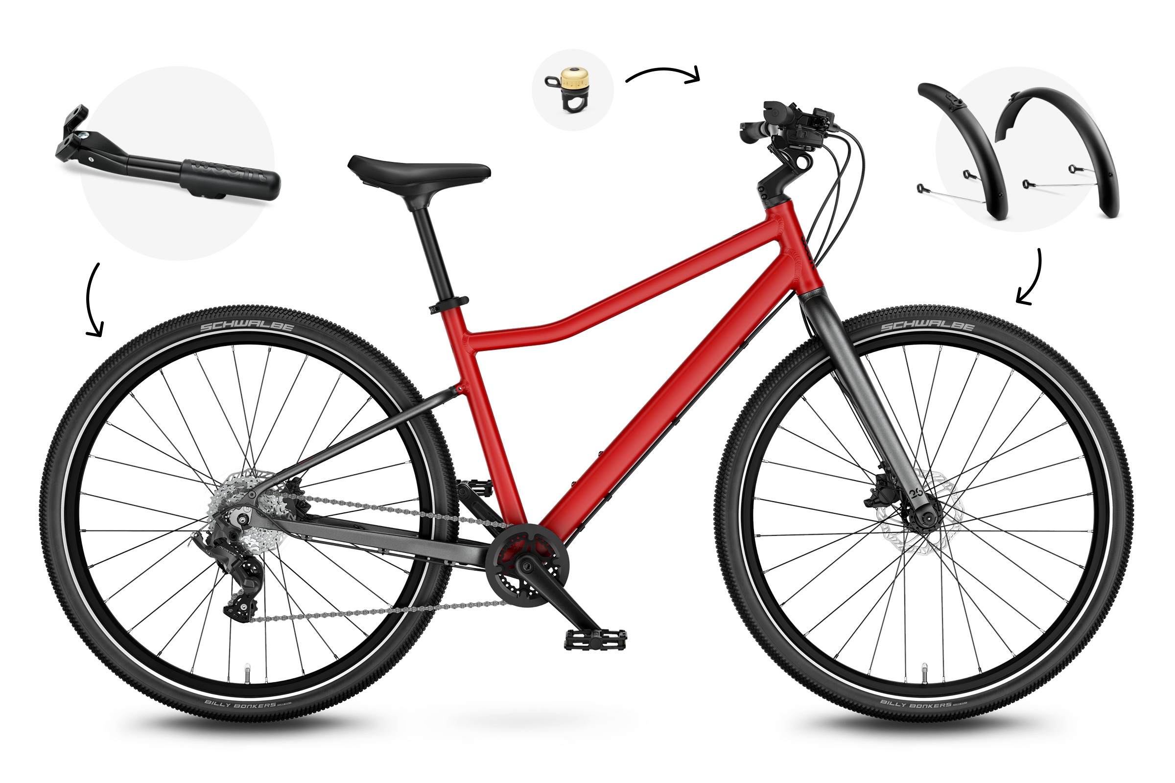 Vue latérale du vélo enfant woom EXPLORE 6, sens de la marche à droite.