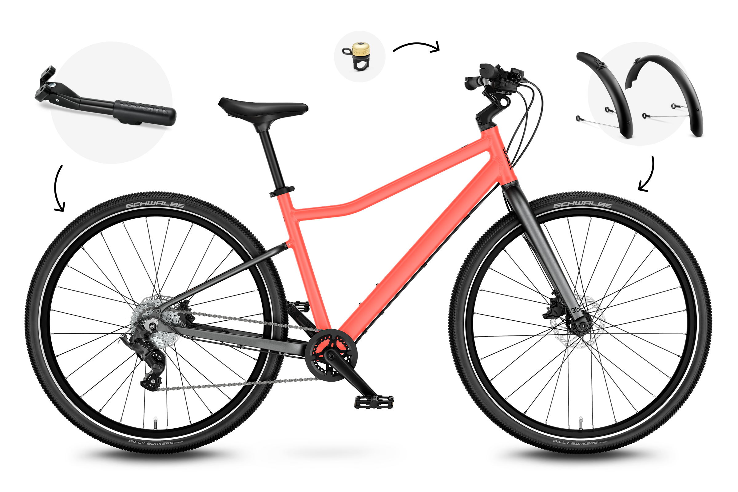 Sidovy av woom EXPLORE 6-barncykeln, färdriktning åt höger.
