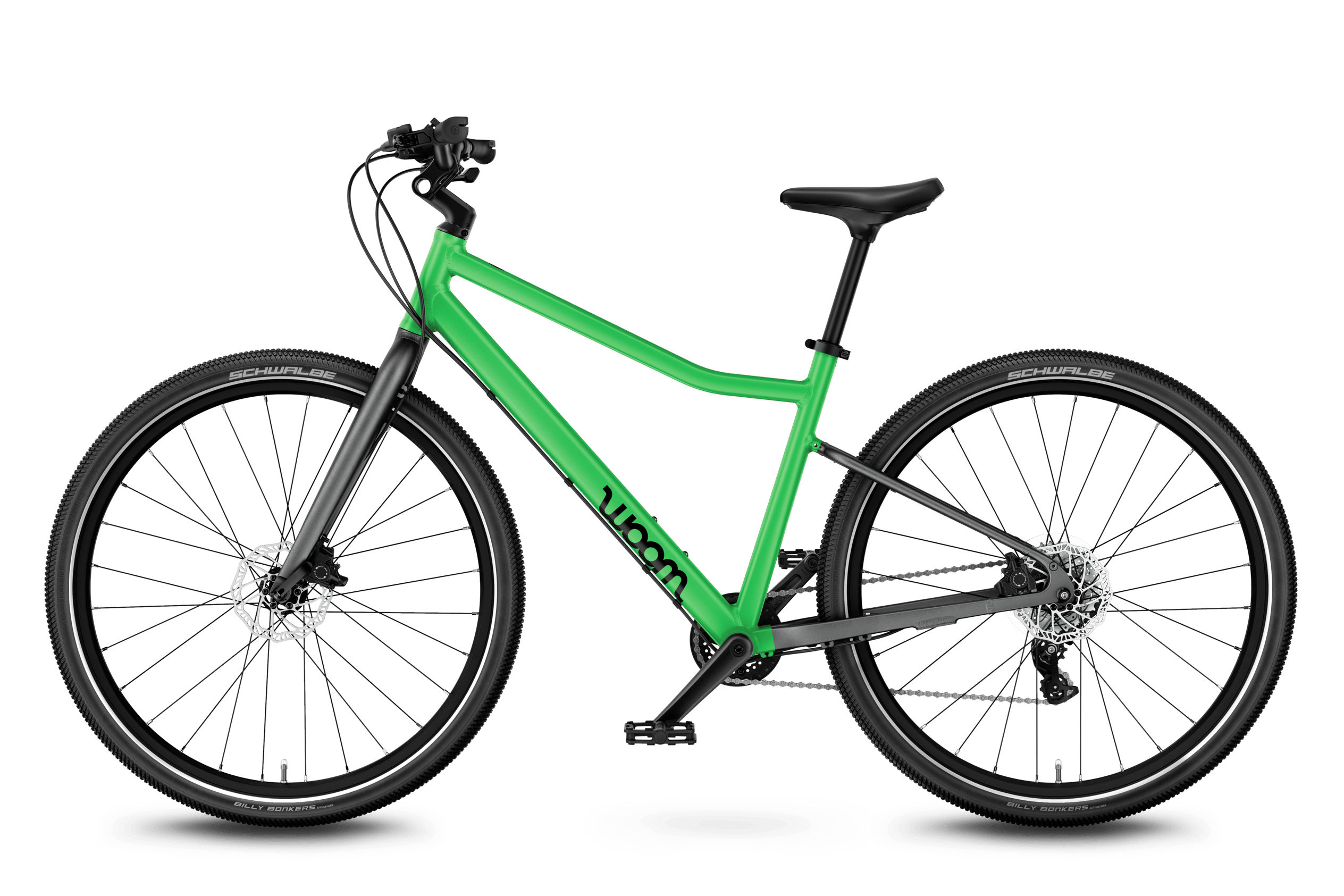 Vue latérale du vélo enfant woom EXPLORE 6, sens de la marche à gauche.
