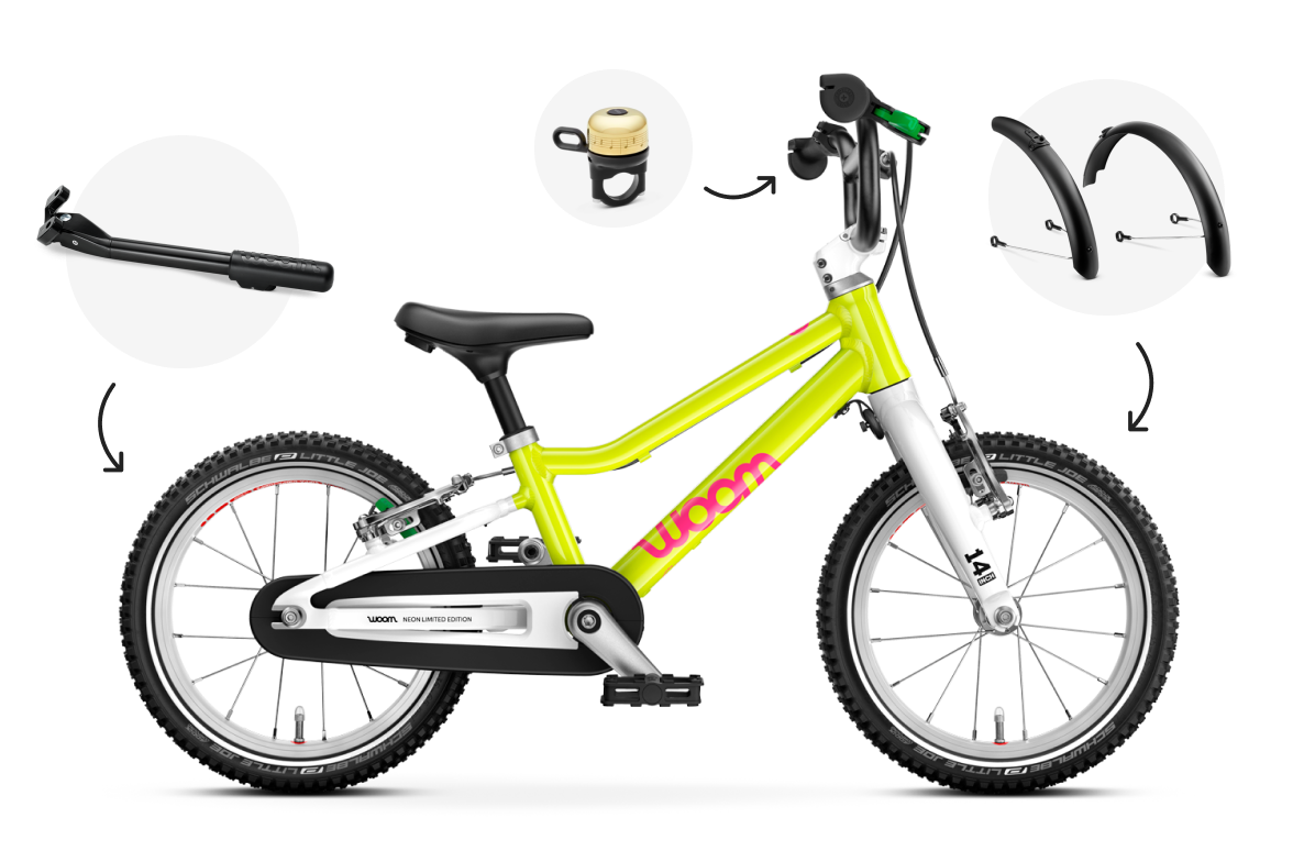 Seitenansicht des Kinderfahrrads woom GO 2 für Kinder ab drei Jahren