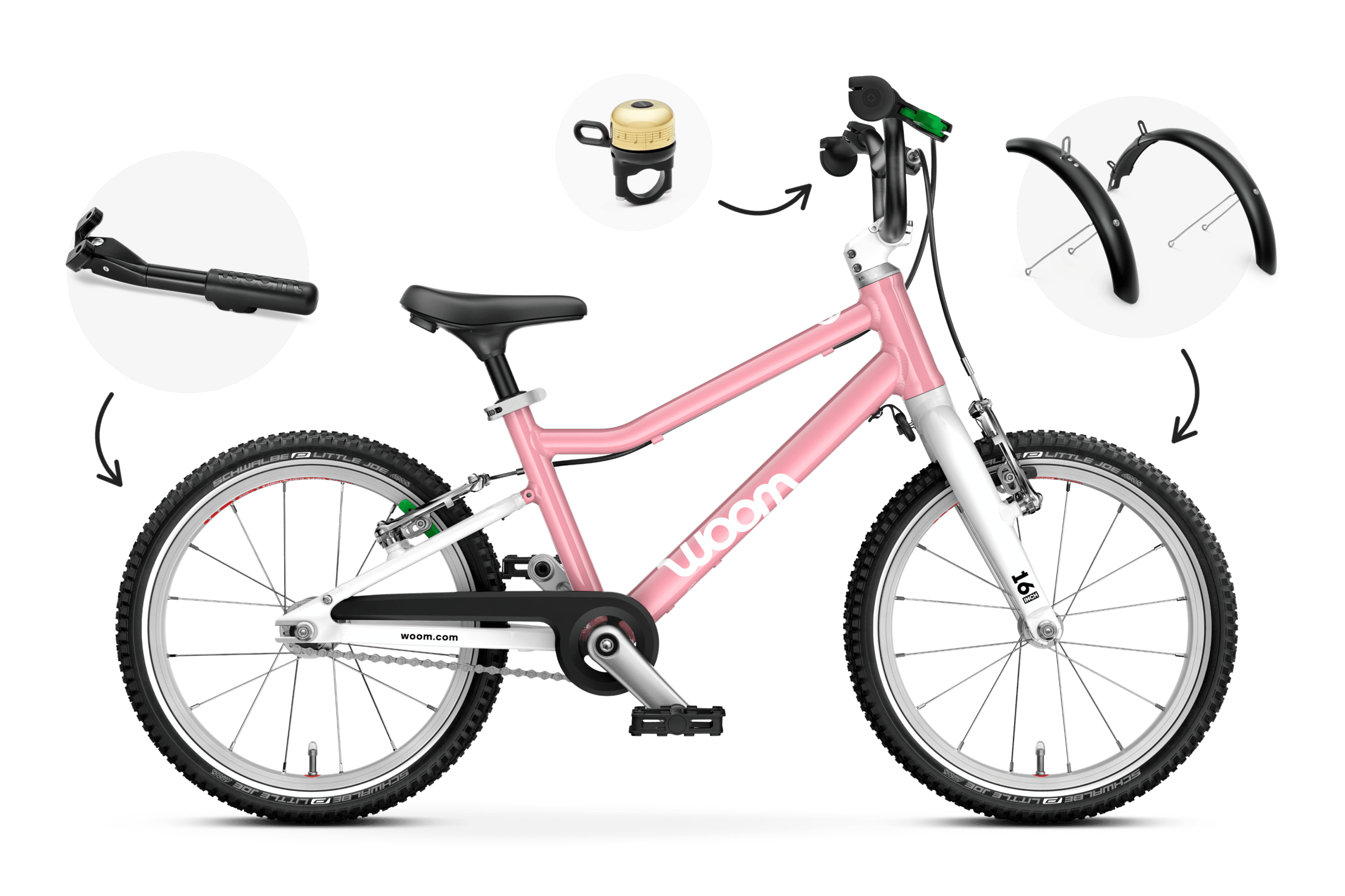 Seitenansicht des Kinderfahrrads woom GO 3 für Kinder ab vier Jahren