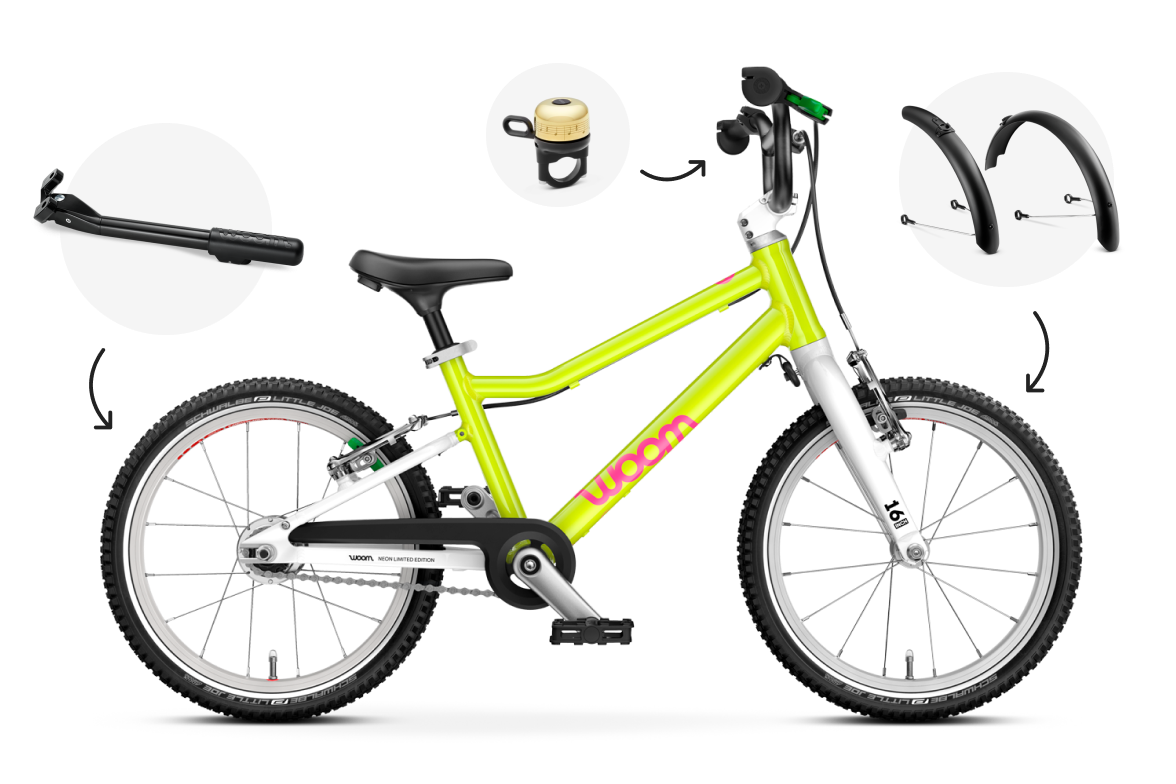 Seitenansicht des woom GO 3 AUTOMAGIC Kinderfahrrads für Kinder ab vier Jahren