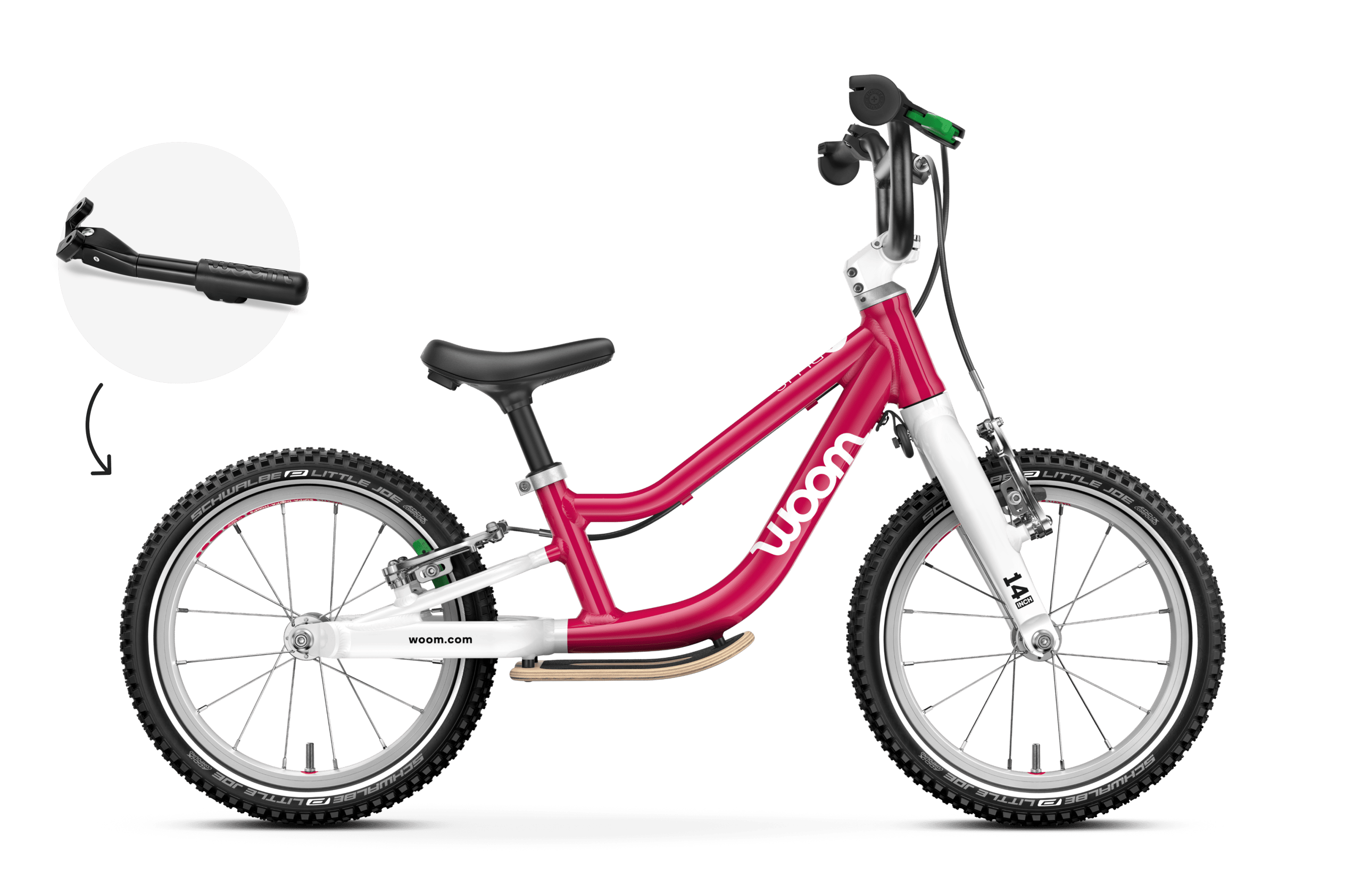 Seitenansicht des Laufrads woom GO 1 PLUS für Kinder ab drei Jahren